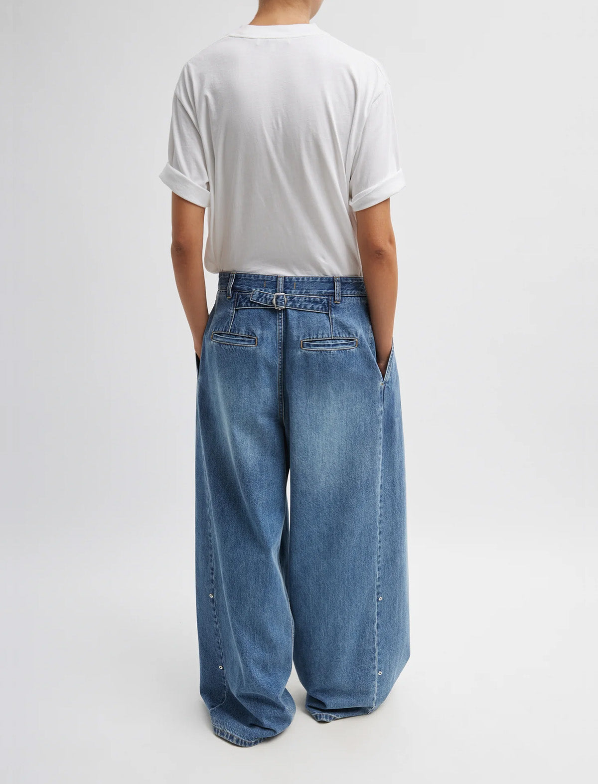 TIBI Spring Denim Triple Pleat Jean in Classic Blue