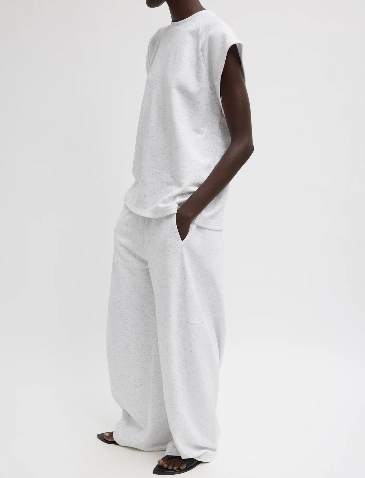 TIBI Spring Tweedy Sweatshirting Winslow Pant in White Multi