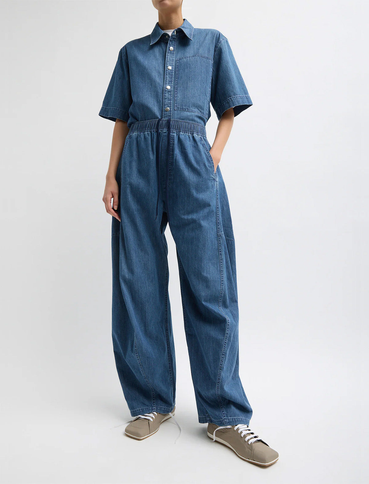 TIBI Summer Denim Classic Wash Winslow Pant in Classic Blue