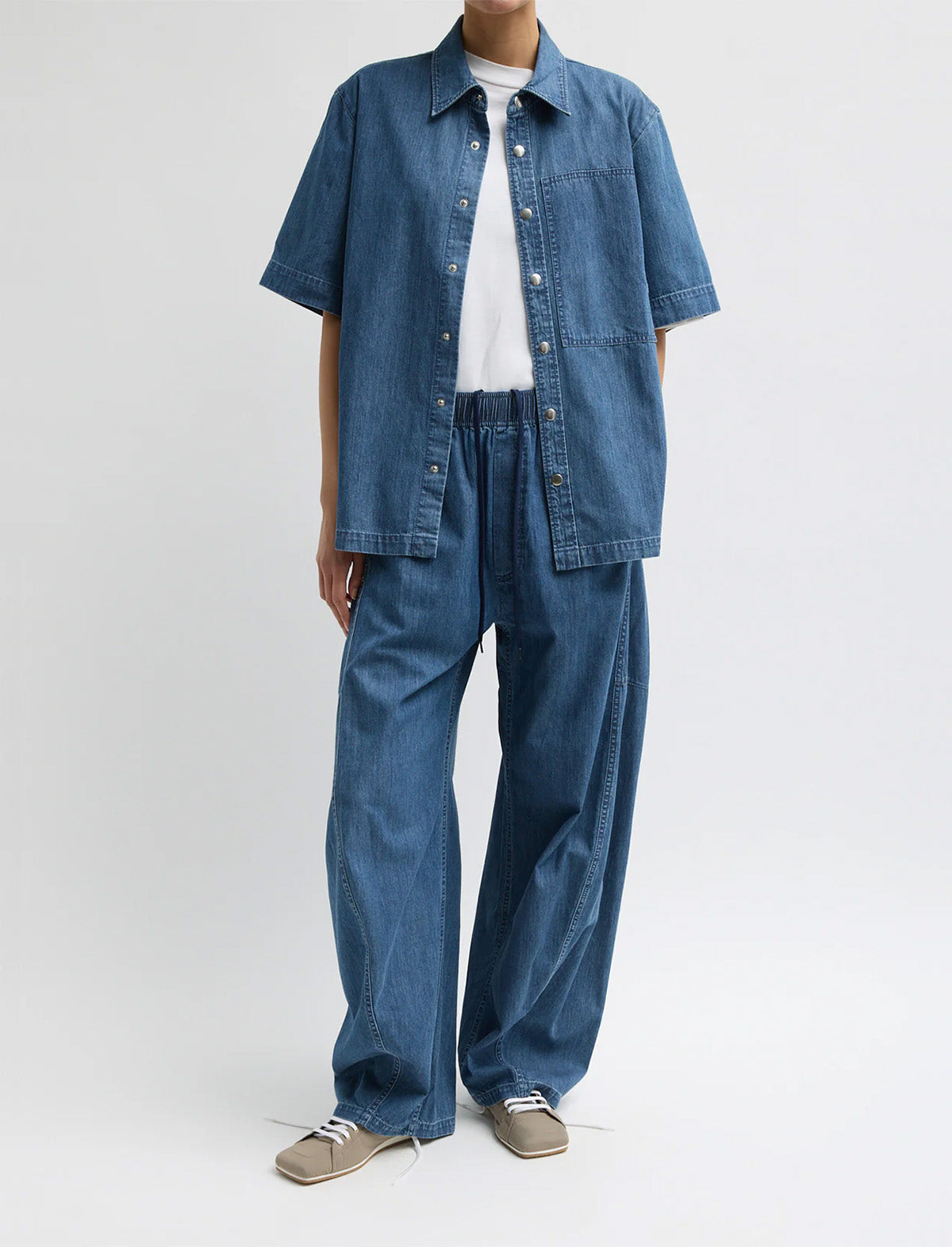 TIBI Summer Denim Classic Wash Winslow Pant in Classic Blue