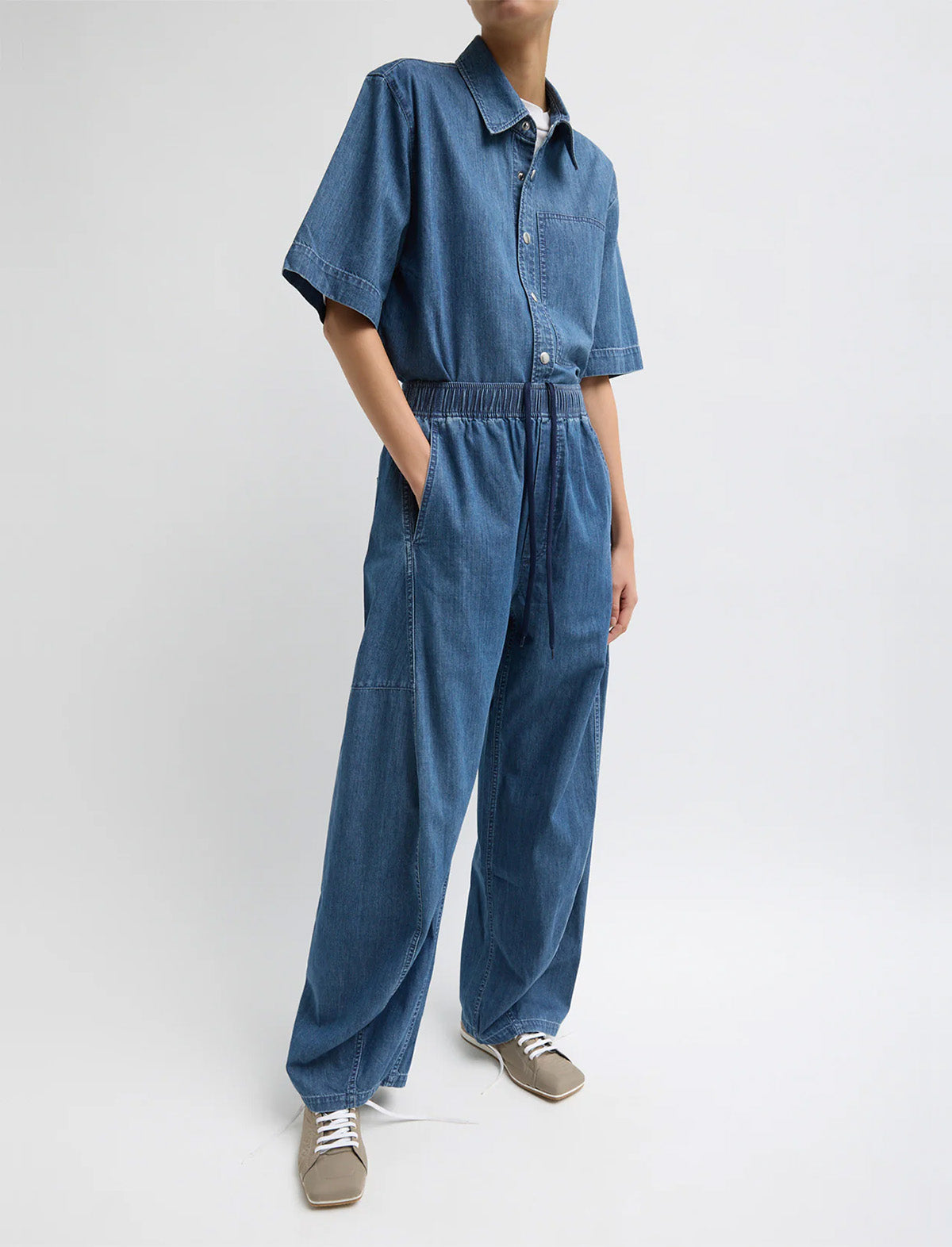 TIBI Summer Denim Classic Wash Winslow Pant in Classic Blue