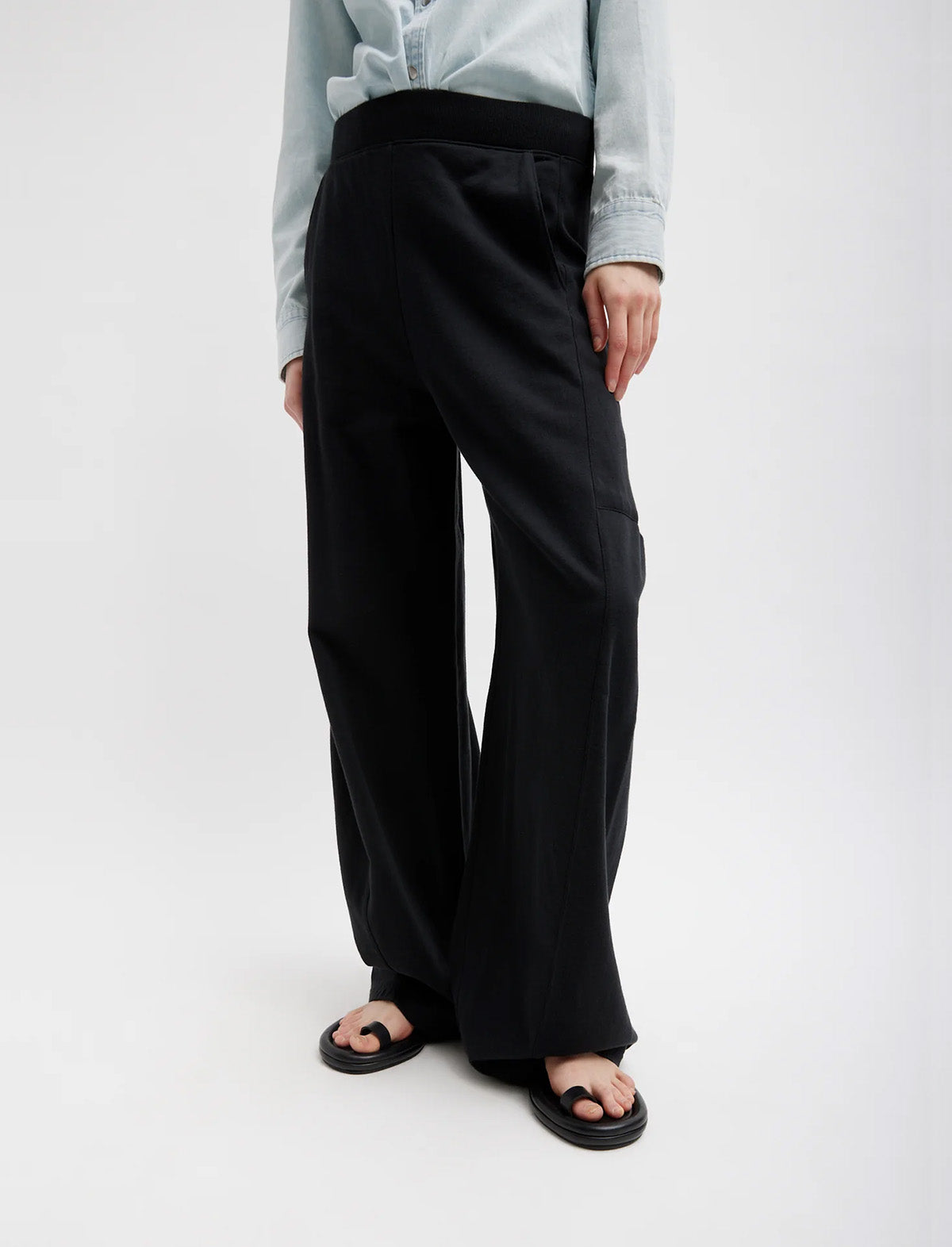 TIBI Summer Sweatshirting Winslow Pant in Black