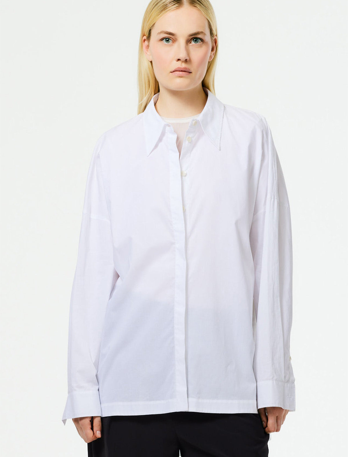 TIBI Classic Shirting Gabe Oversized Shirt in White