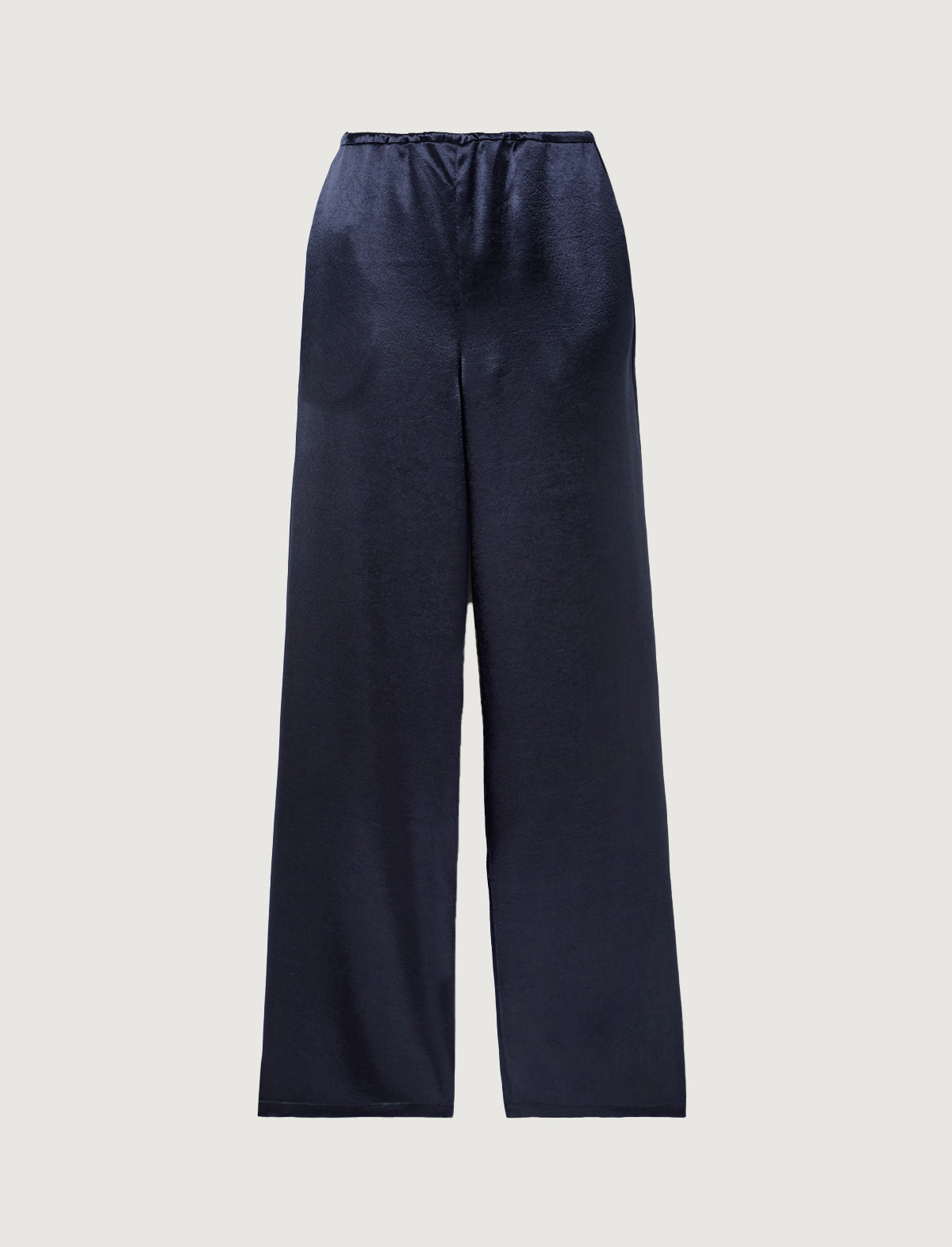 TIBI Summer Satin Wide Leg Pull-On Pants in Navy