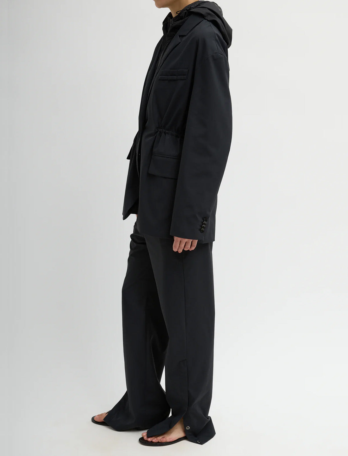TIBI Tech Suiting Anorak Blazer With Zip Off Vest in Black