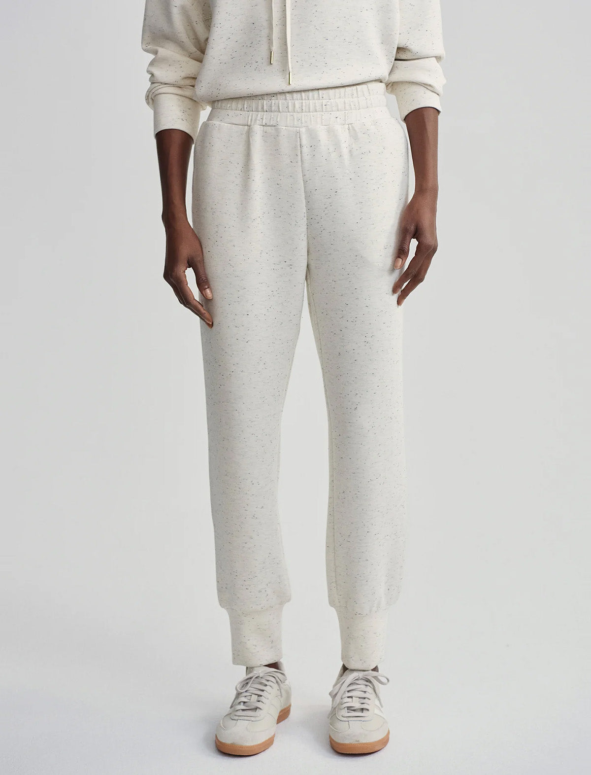 VARLEY The Slim Cuff Pant 27.5" in Ivory Marl Fleck