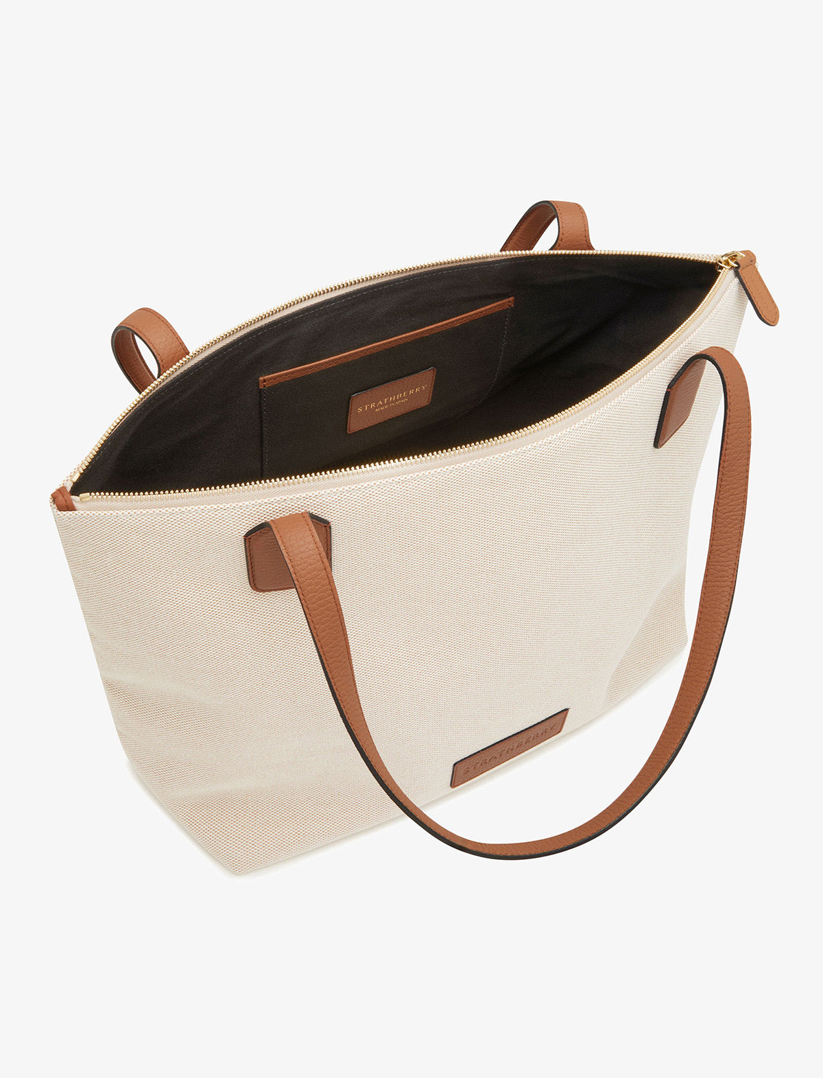 STRATHBERRY Travel Tote Bag in Canvas Ecru/Tan