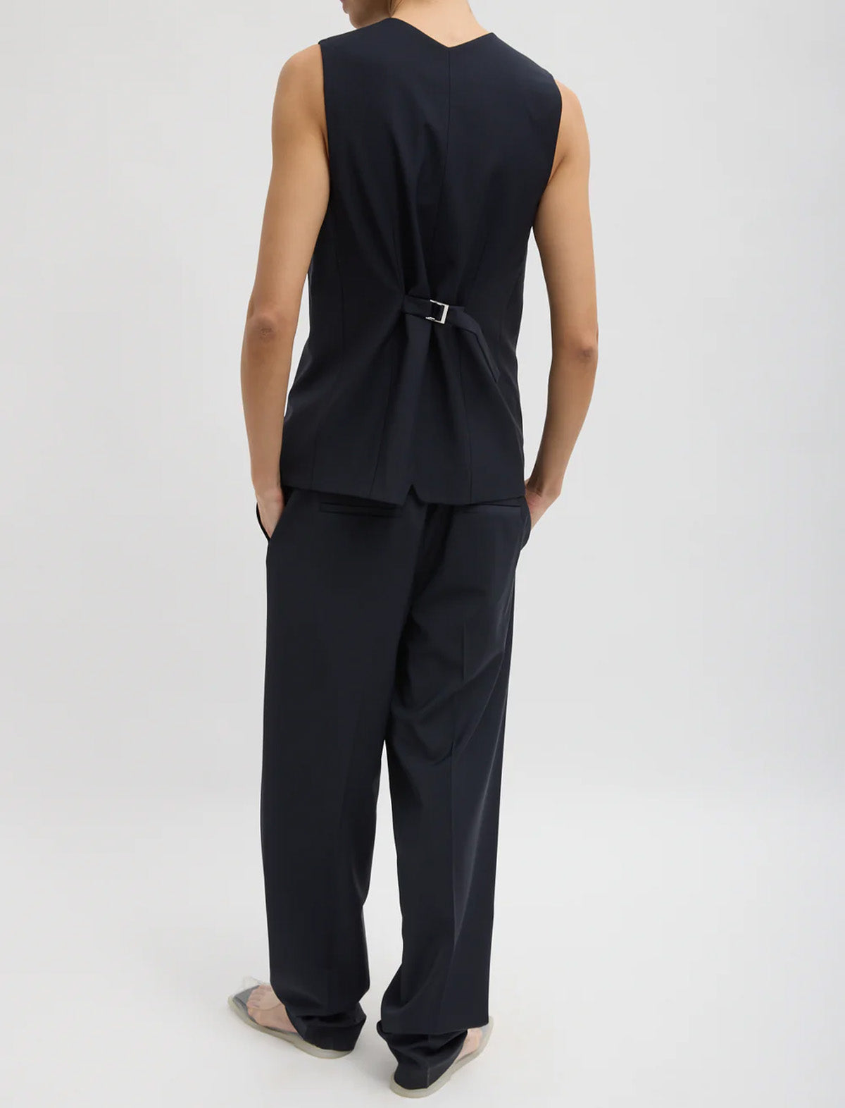 TIBI Tropical Wool Easy Vest in Navy