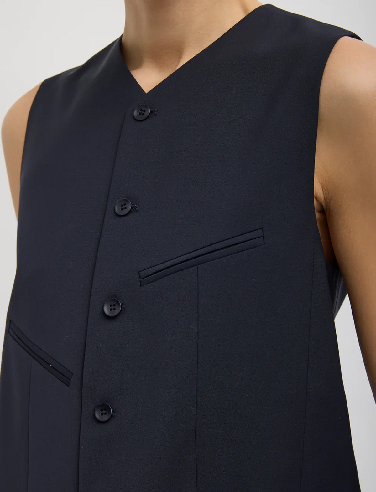 TIBI Tropical Wool Easy Vest in Navy