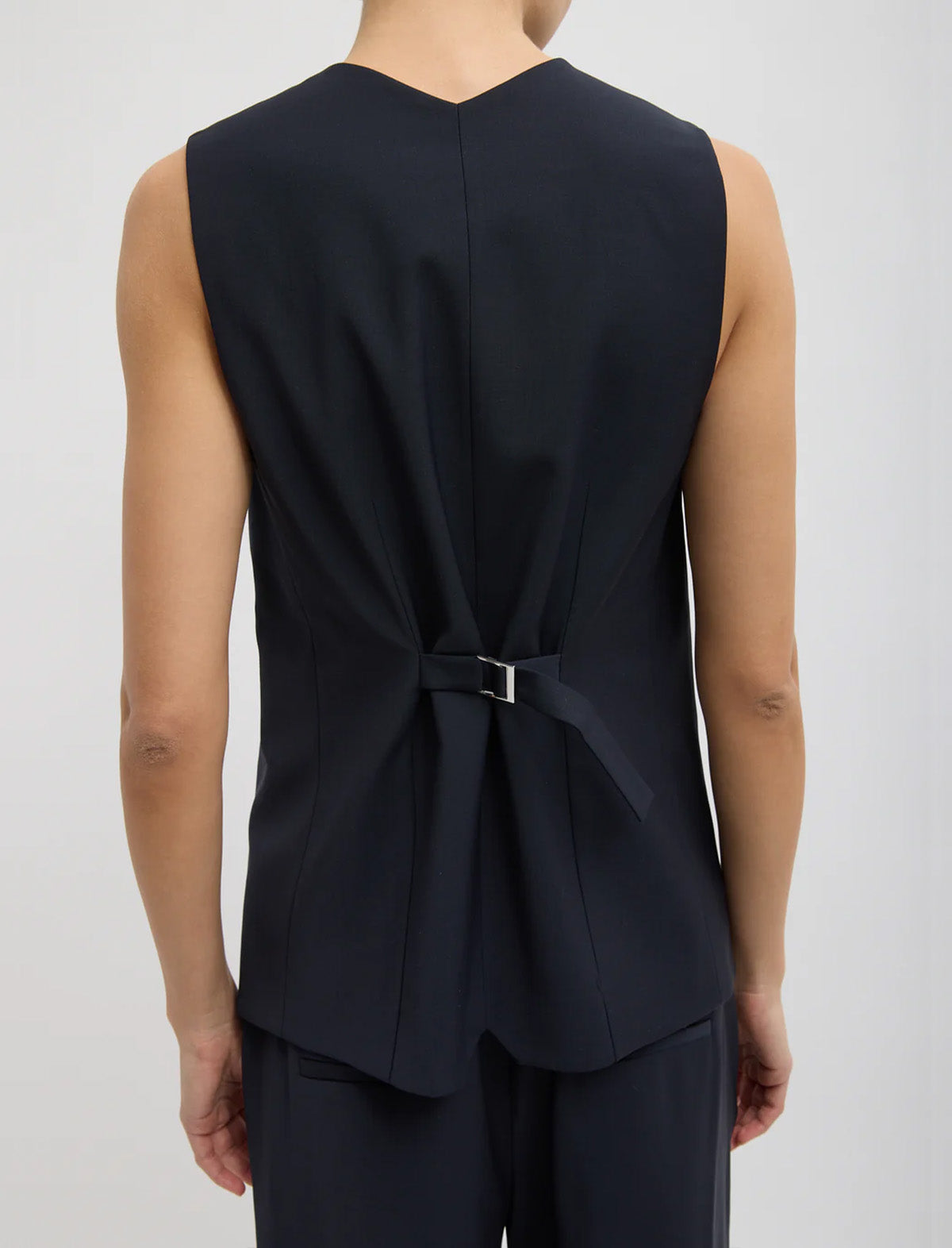 TIBI Tropical Wool Easy Vest in Navy