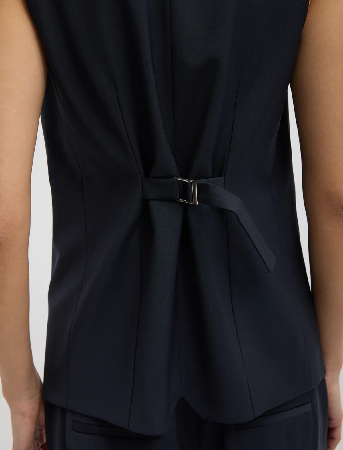 TIBI Tropical Wool Easy Vest in Navy