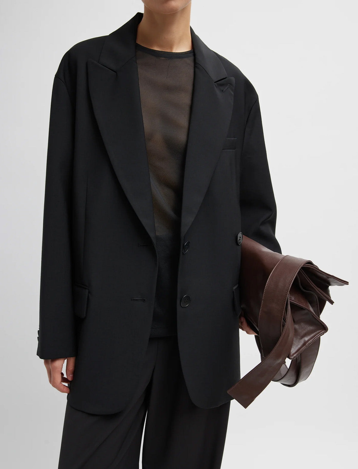 TIBI Tropical Wool Liam Blazer in Black