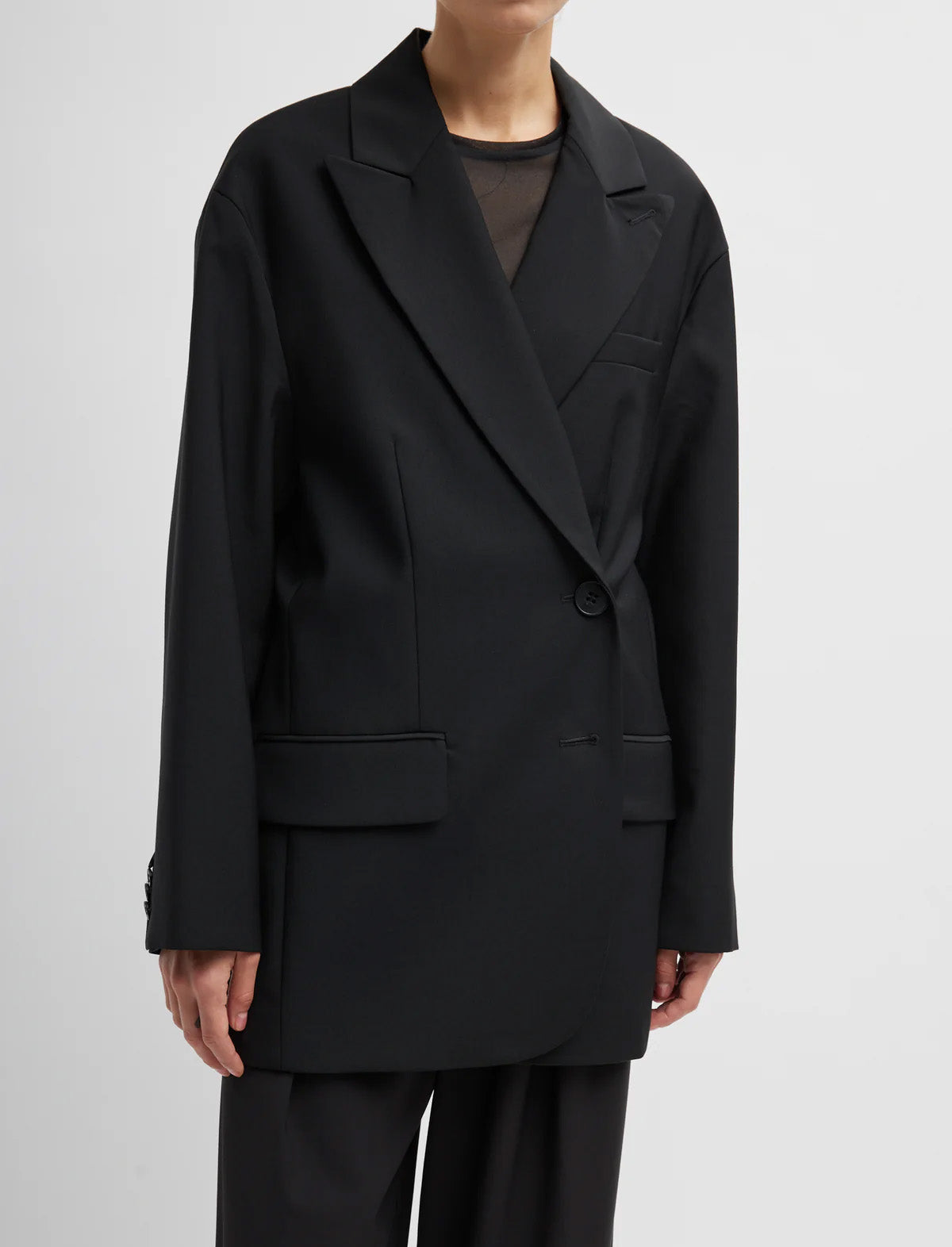 TIBI Tropical Wool Liam Blazer in Black