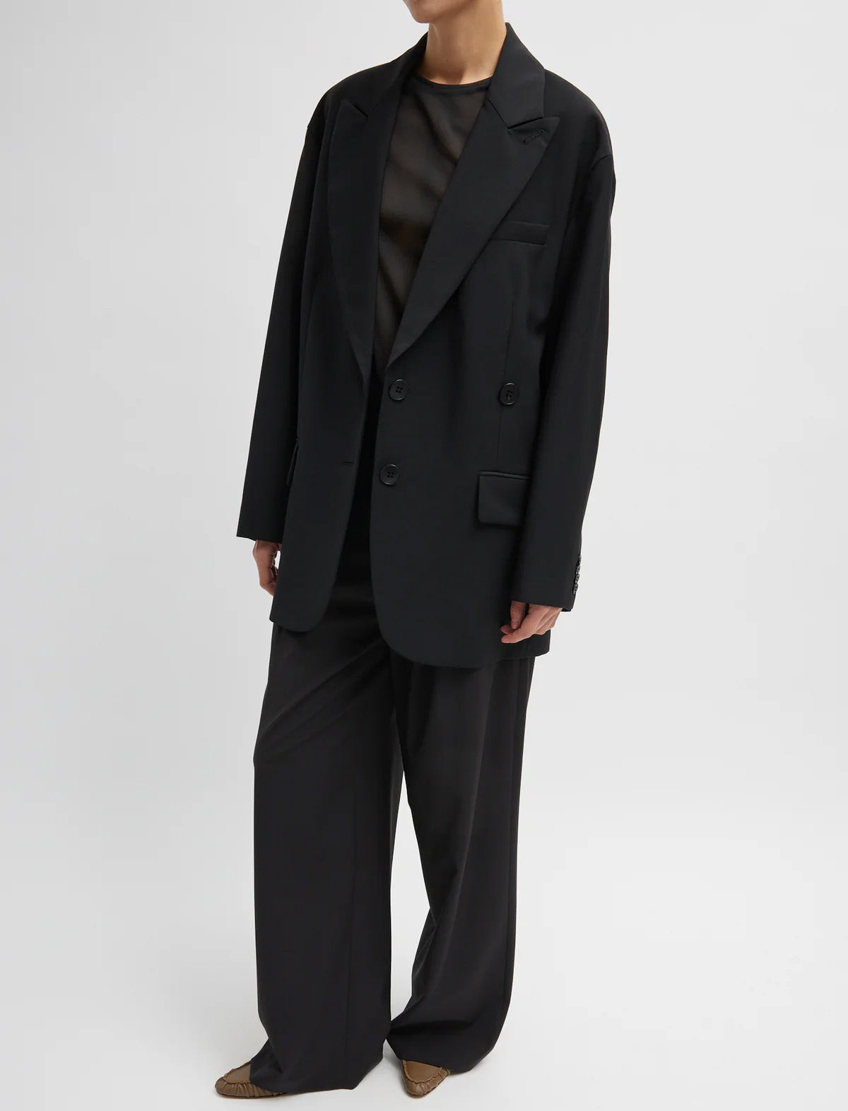 TIBI Tropical Wool Liam Blazer in Black