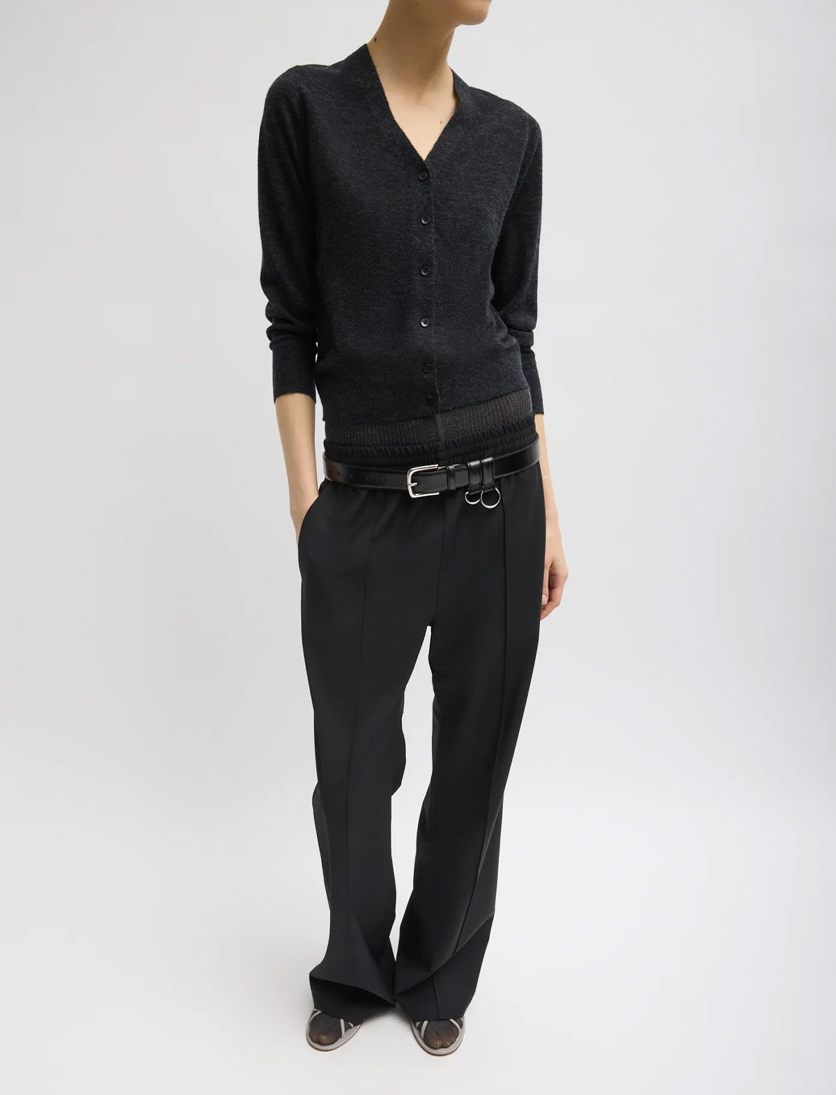 TIBI Tropical Wool Scottie Jogger in Black