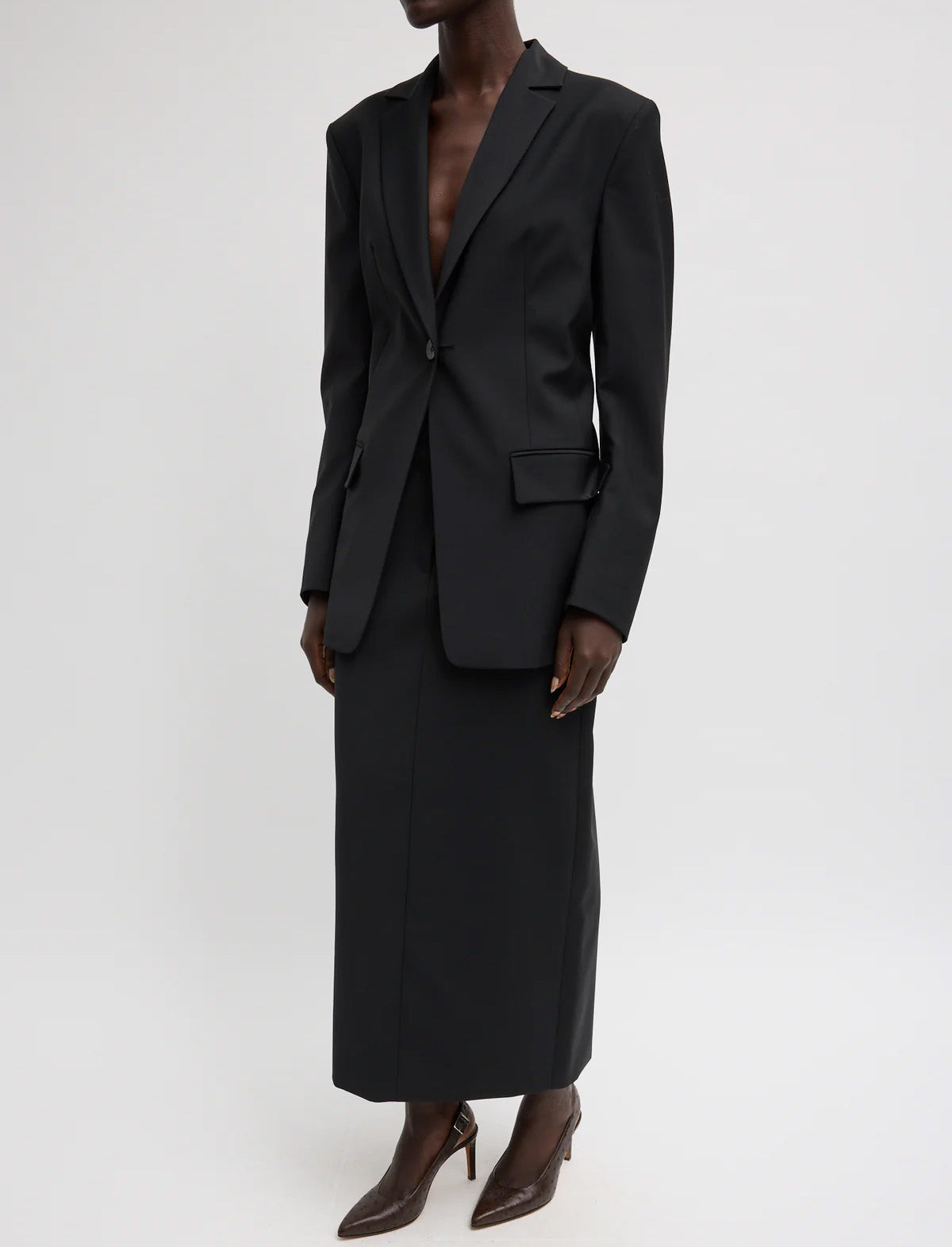 TIBI Tropical Wool Sculpted Blazer in Black