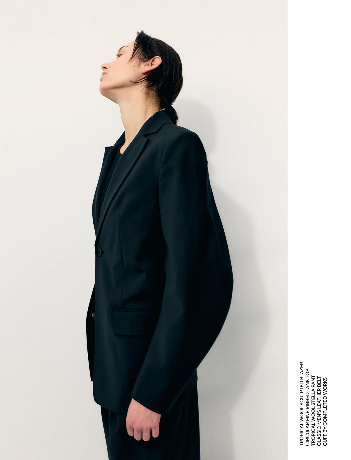 TIBI Tropical Wool Sculpted Blazer in Black