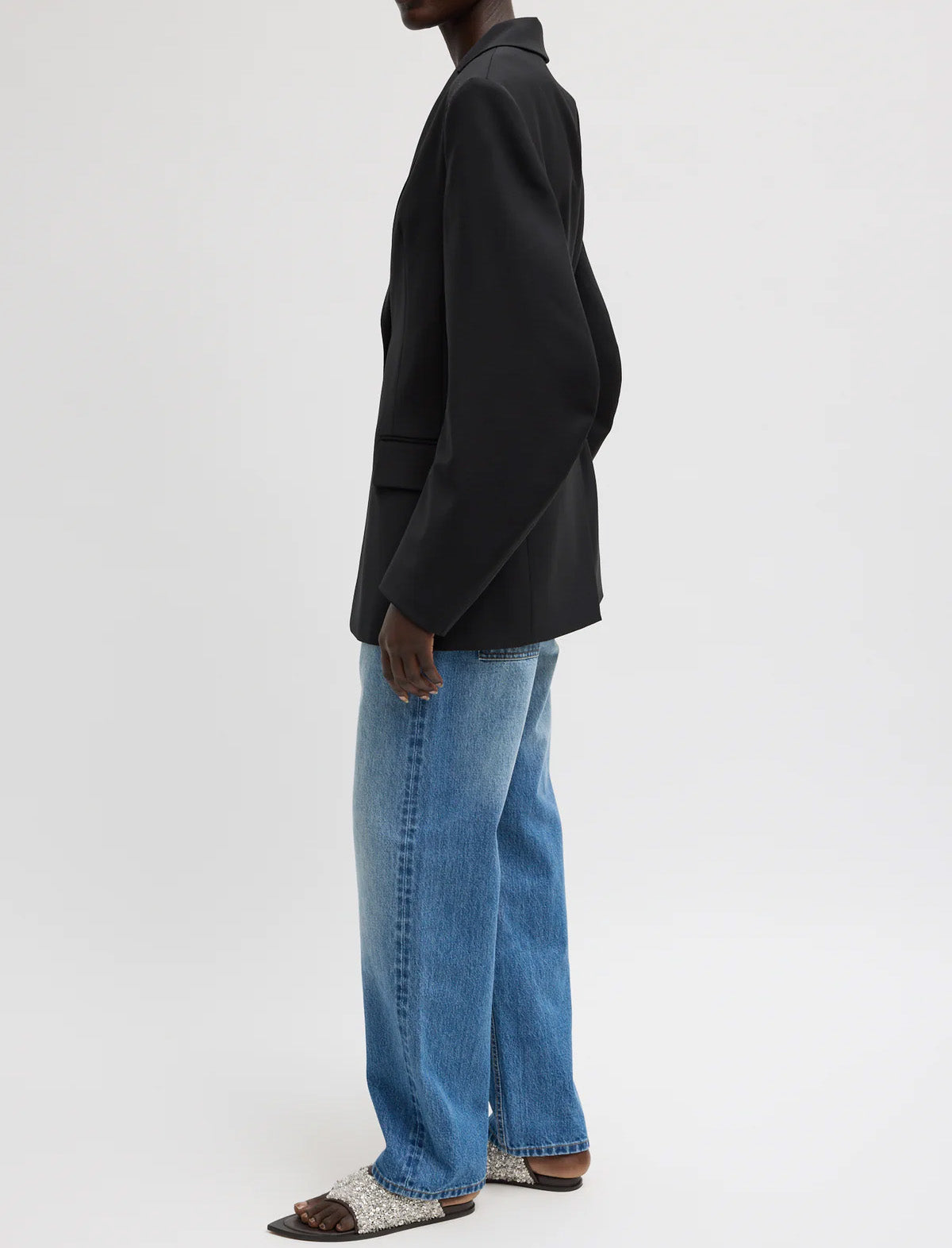 TIBI Tropical Wool Sculpted Blazer in Black