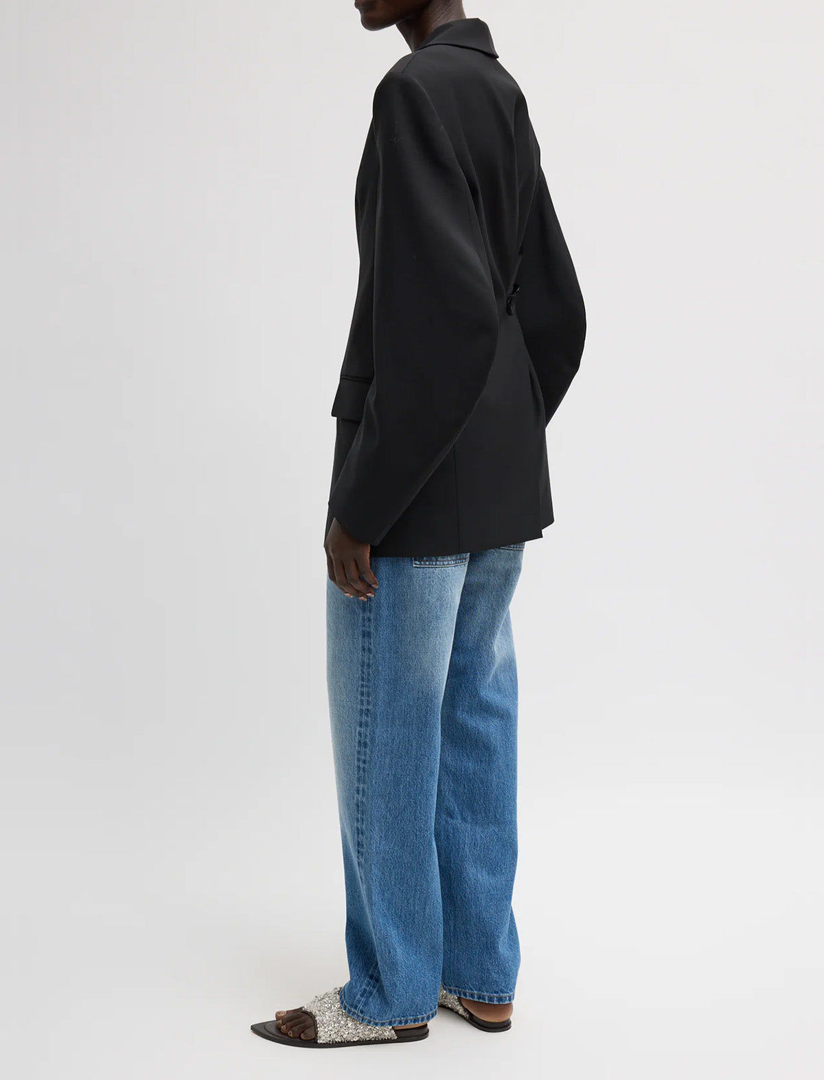 TIBI Tropical Wool Sculpted Blazer in Black