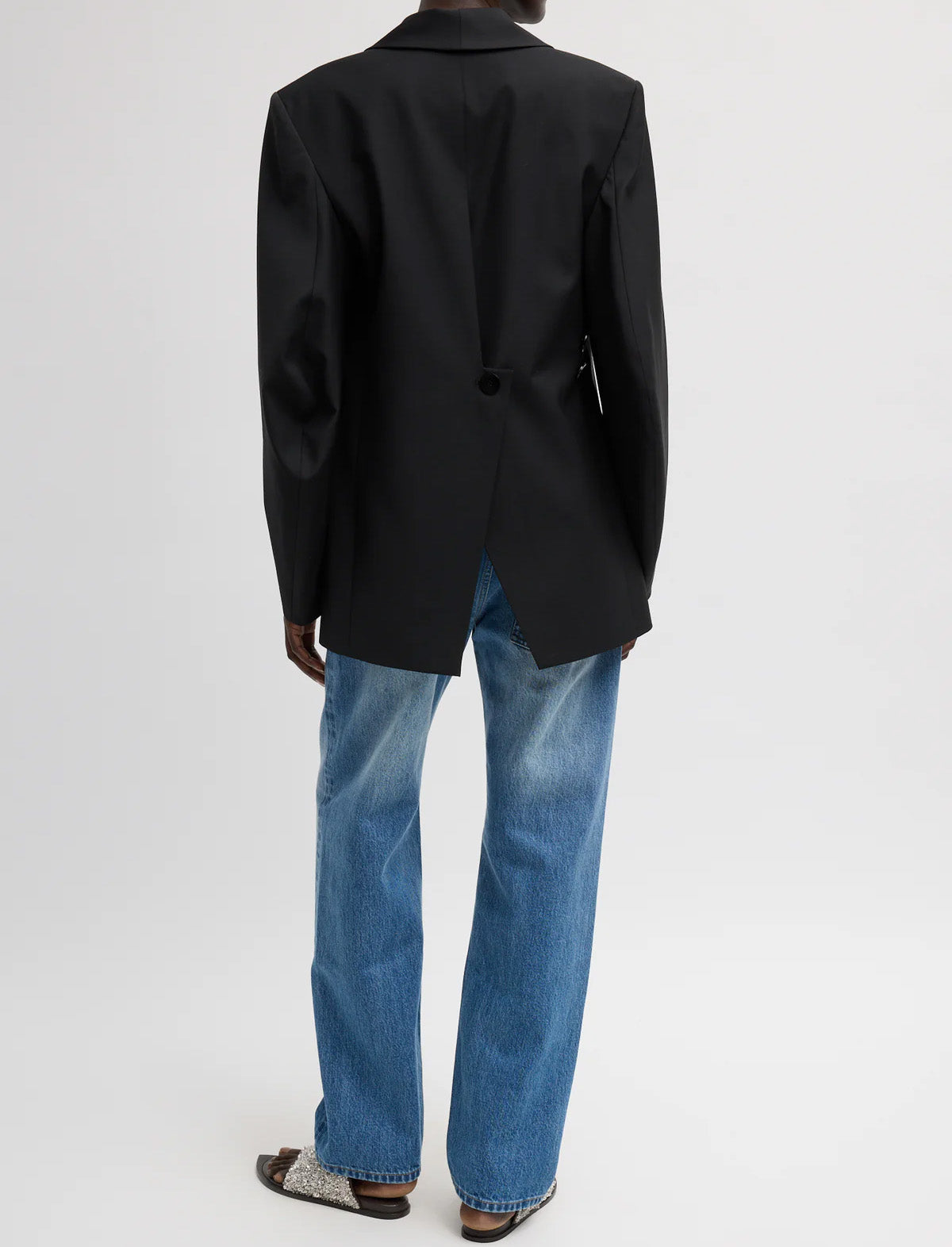 TIBI Tropical Wool Sculpted Blazer in Black