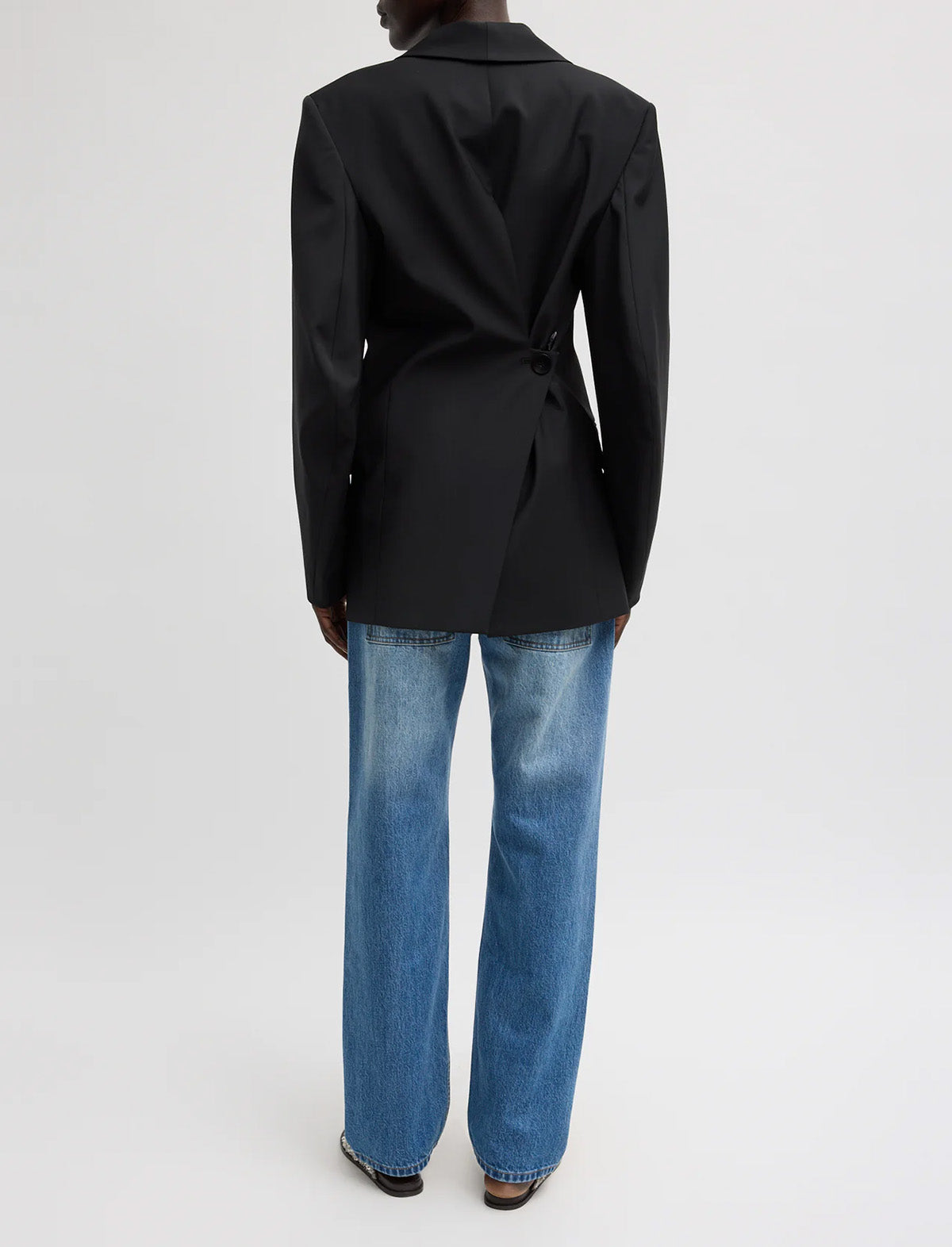 TIBI Tropical Wool Sculpted Blazer in Black