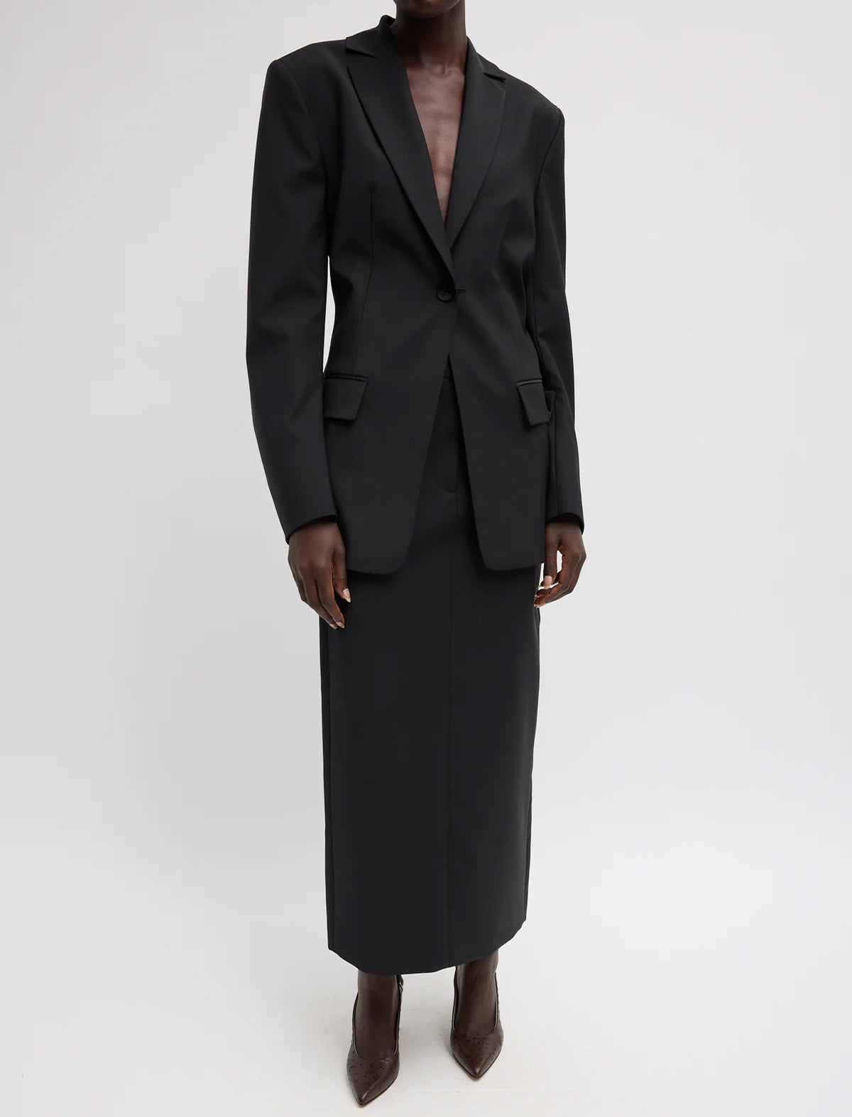 TIBI Tropical Wool Sculpted Blazer in Black
