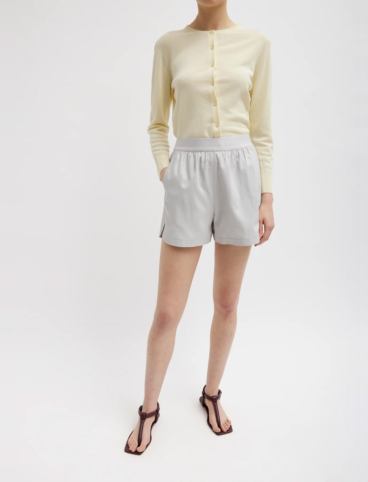 TIBI Drapey Suiting Pull On Short In Stone