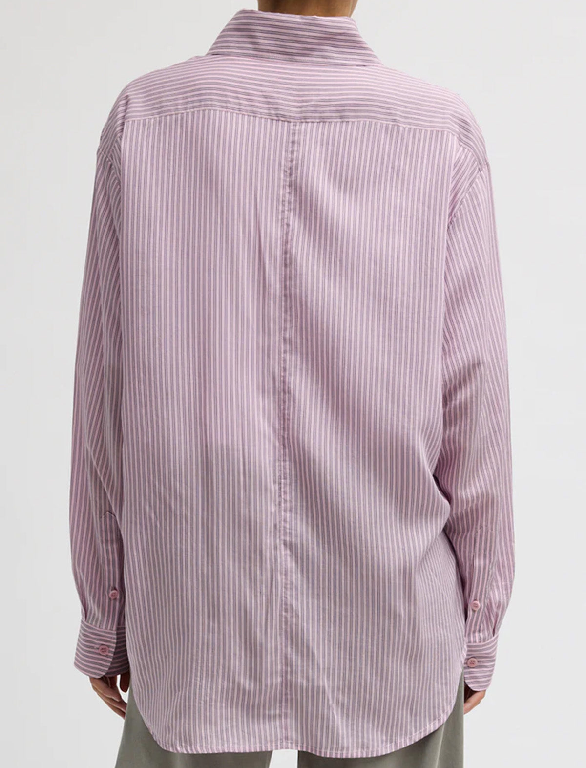 TIBI Ultra Light Silk Tencel Striped Pintucked Shirt in Pink Multi