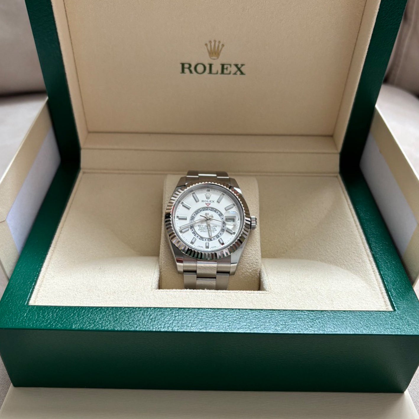 ROLEX SKY DWELLER 42MM STAINLESS STEEL White Dial