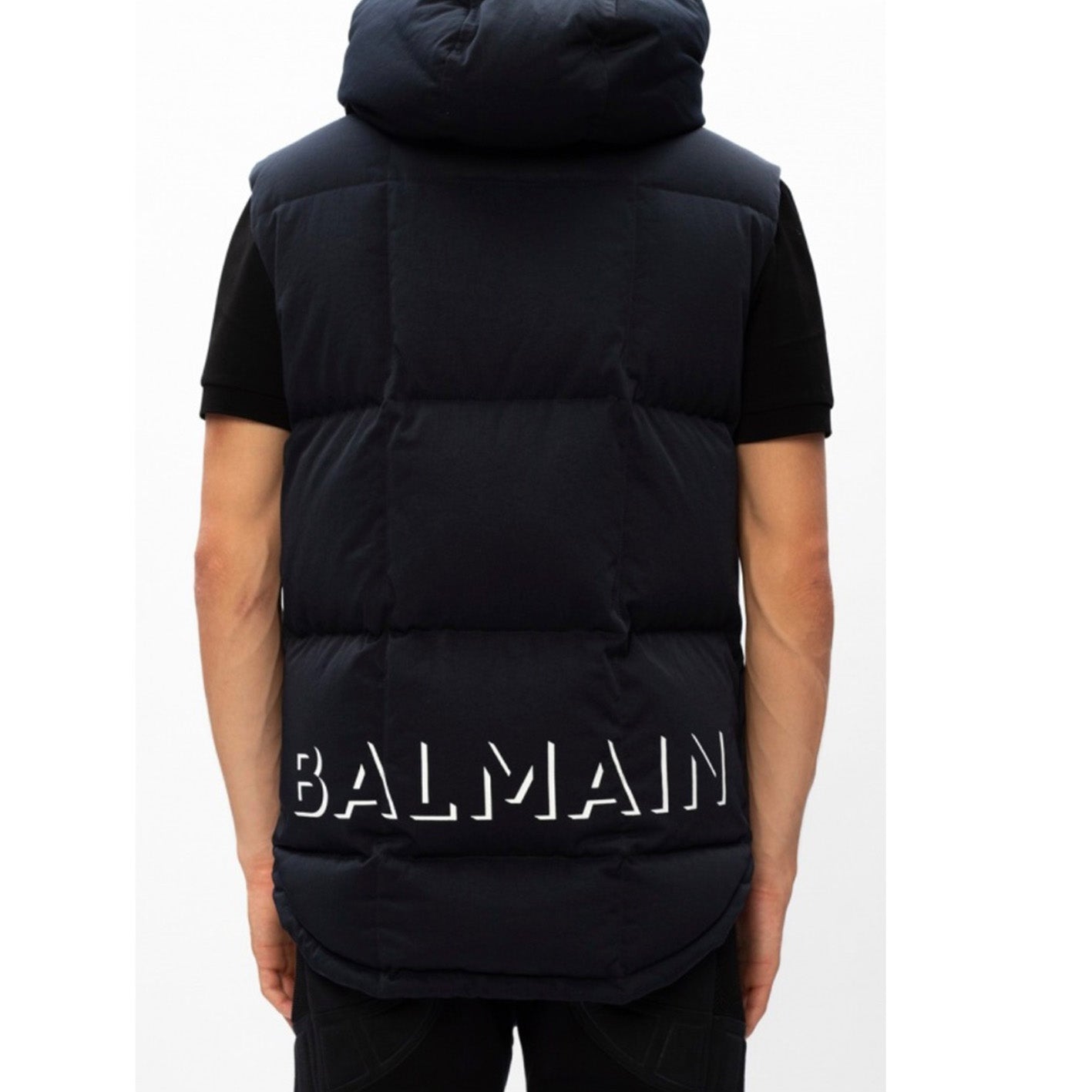 BALMAIN  Padded Quilted Shell Hooded Gilet