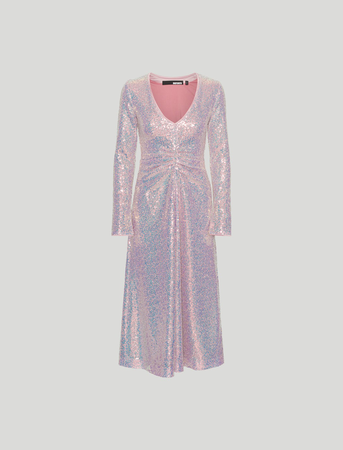 ROTATE Sierra Sequin Midi Dress in Sachet Pink