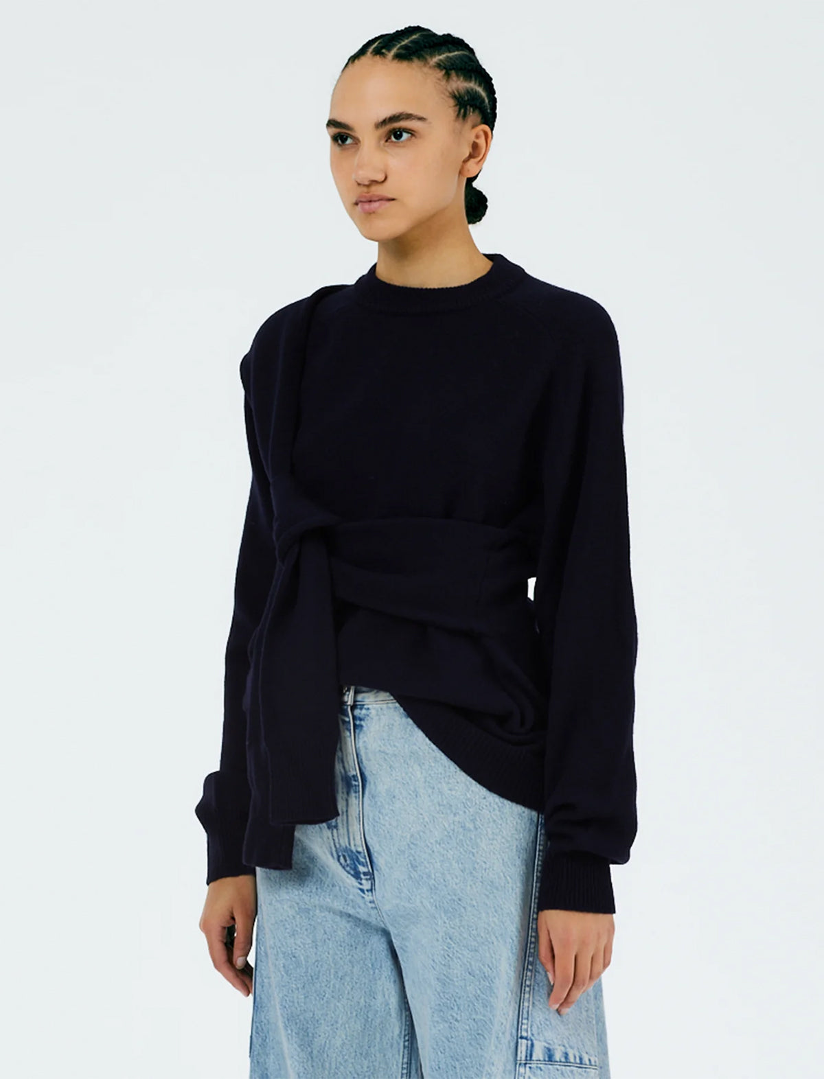 TIBI Airy Extrafine Wool Blair Pullover In Navy