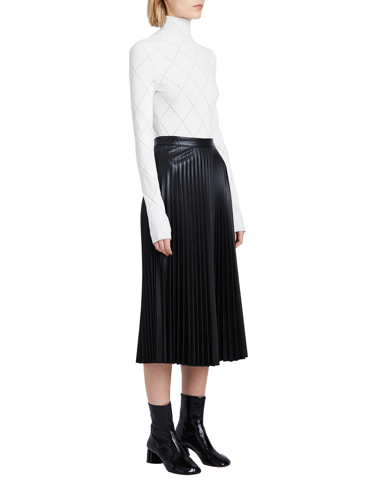 PROENZA SCHOULER WHITE LABEL Faux Leather Pleated Skirt in Black