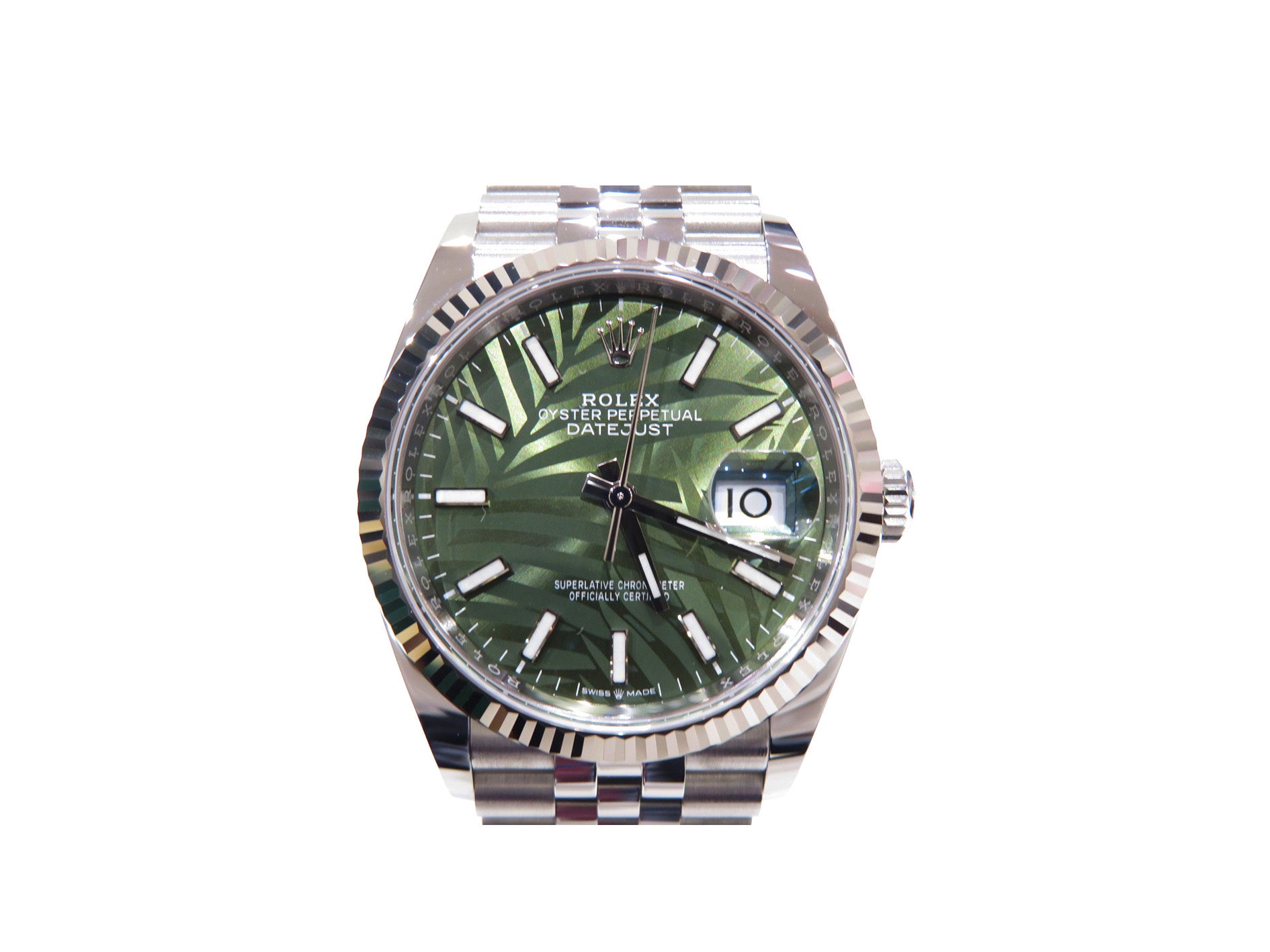 ROLEX DATEJUST 36 Olive Green Palm Motif