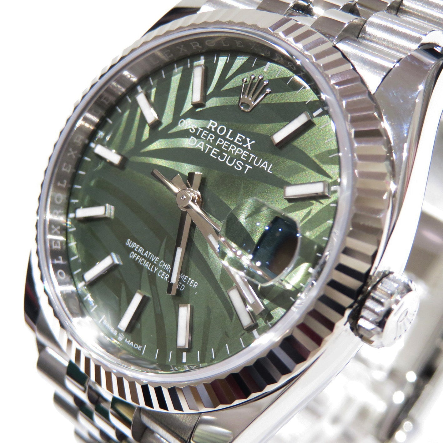 ROLEX DATEJUST 36 Olive Green Palm Motif