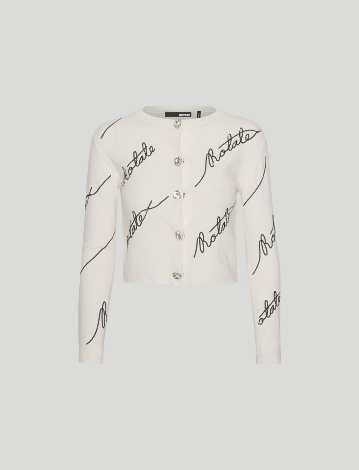 ROTATE BIRGER CHRISTENSEN Sequin Logo Cardigan in Creme