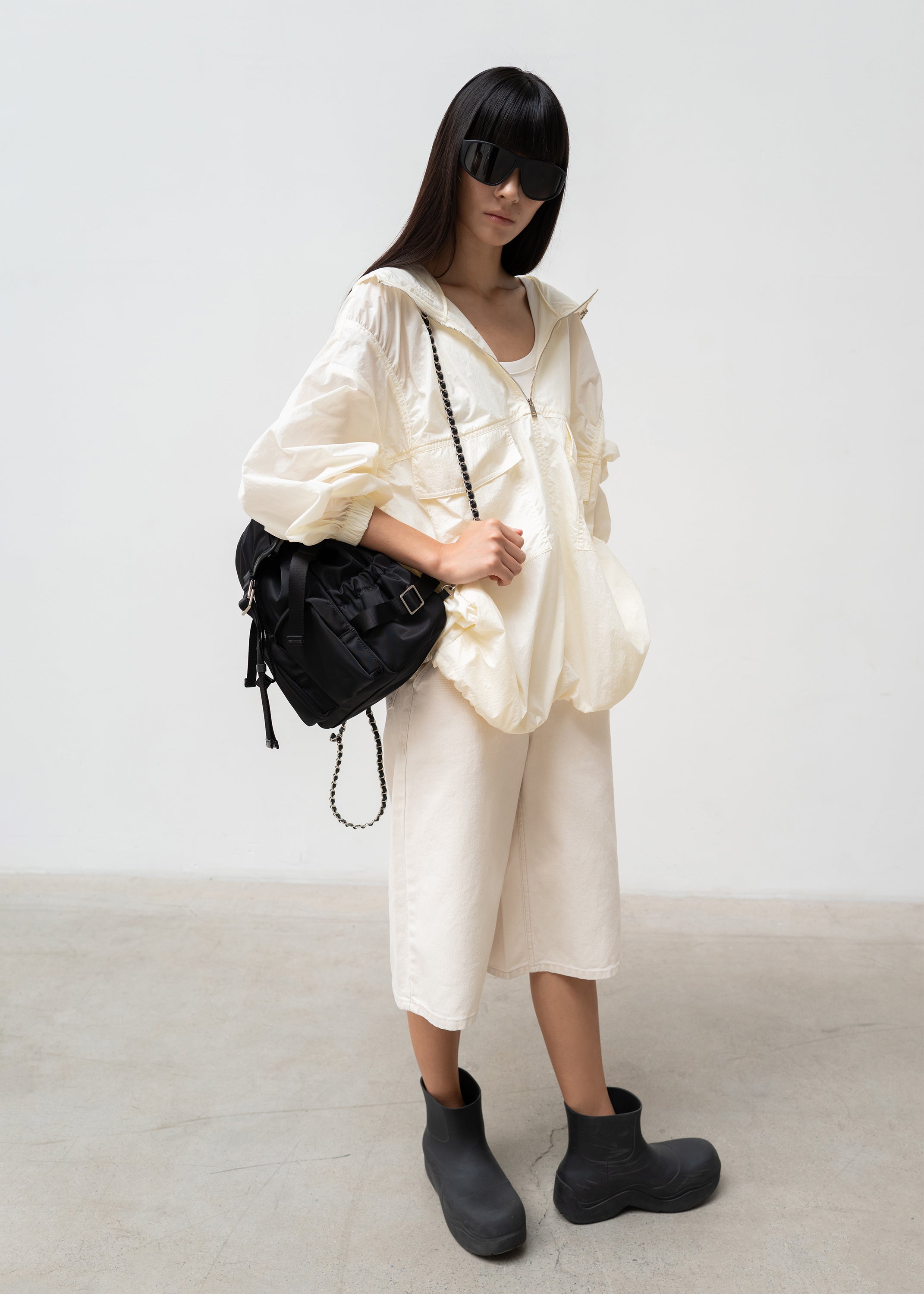 ORR Mar Knee-Length Denim Shorts in Cream