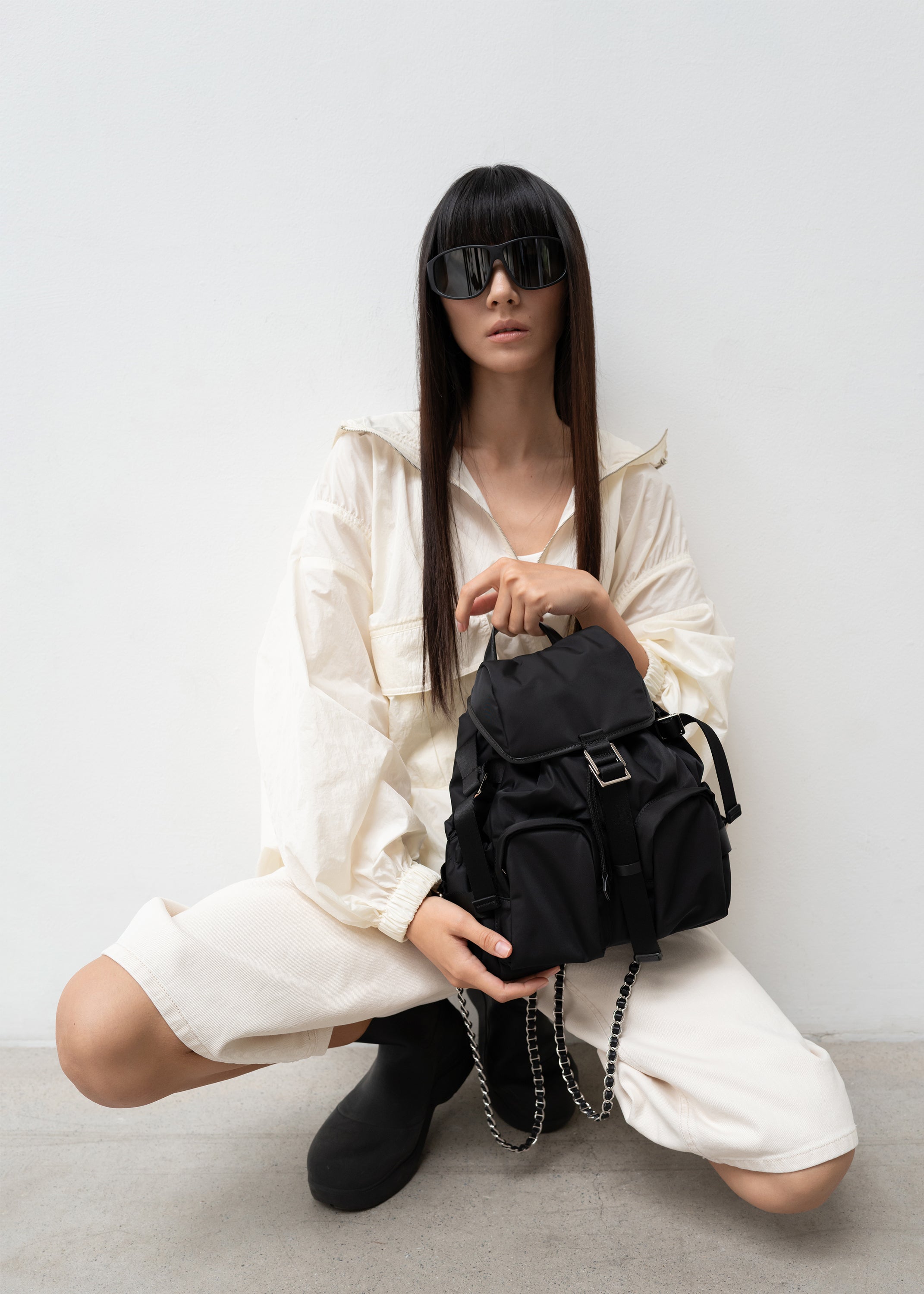 ORR Mar Knee-Length Denim Shorts in Cream