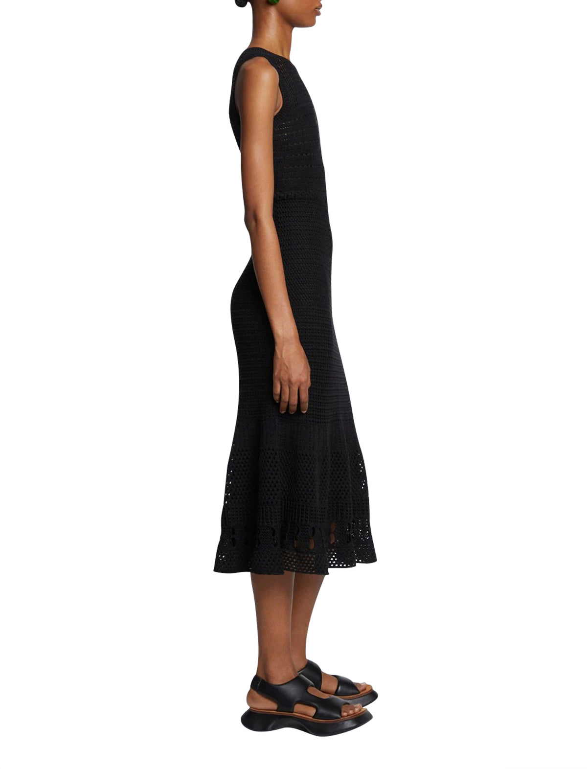 PROENZA SCHOULER WHITE LABEL Silk Cotton Pointelle Sleeveless Dress in Black