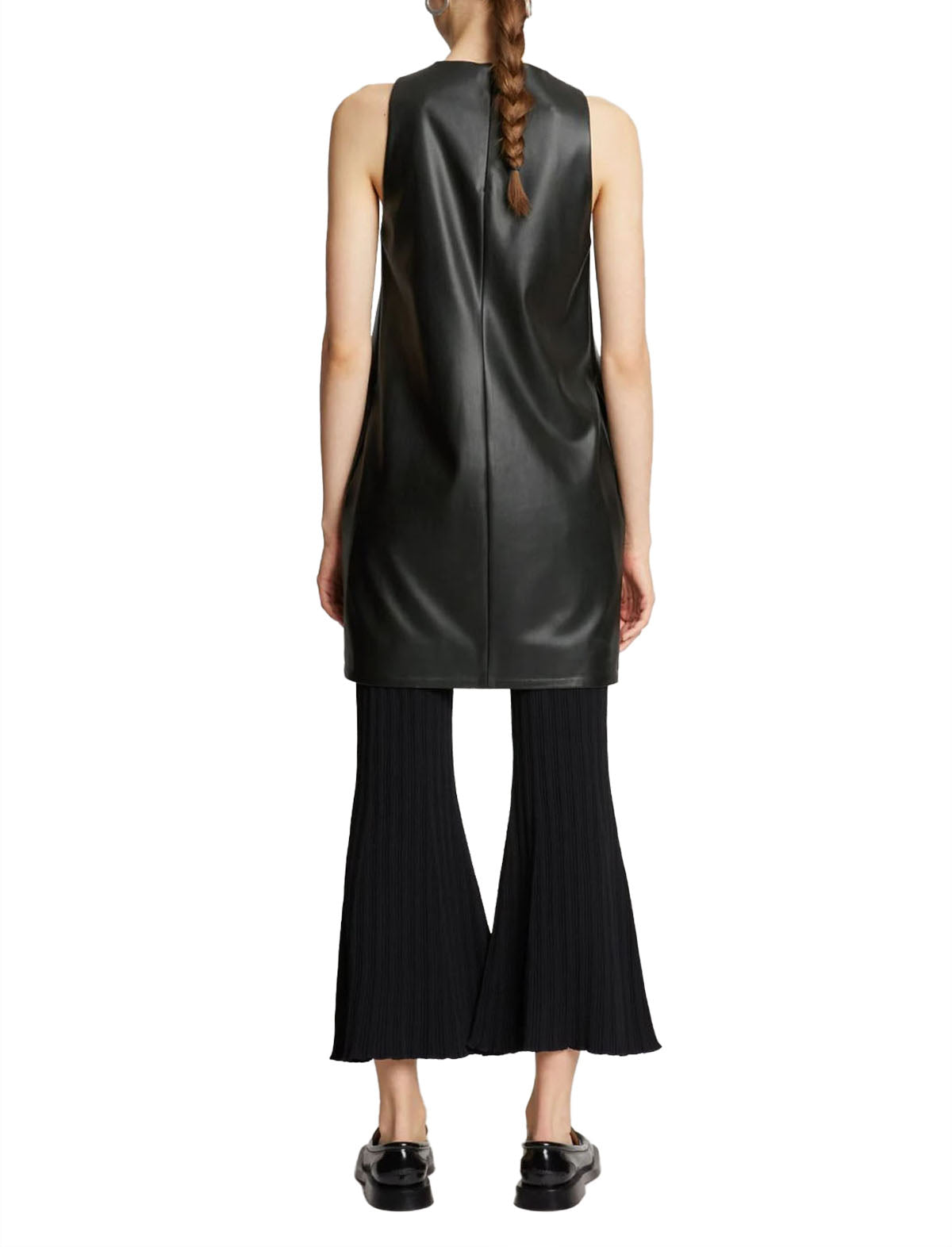 PROENZA SCHOULER WHITE LABEL Twisted Sleeveless Faux Leather Dress In Black