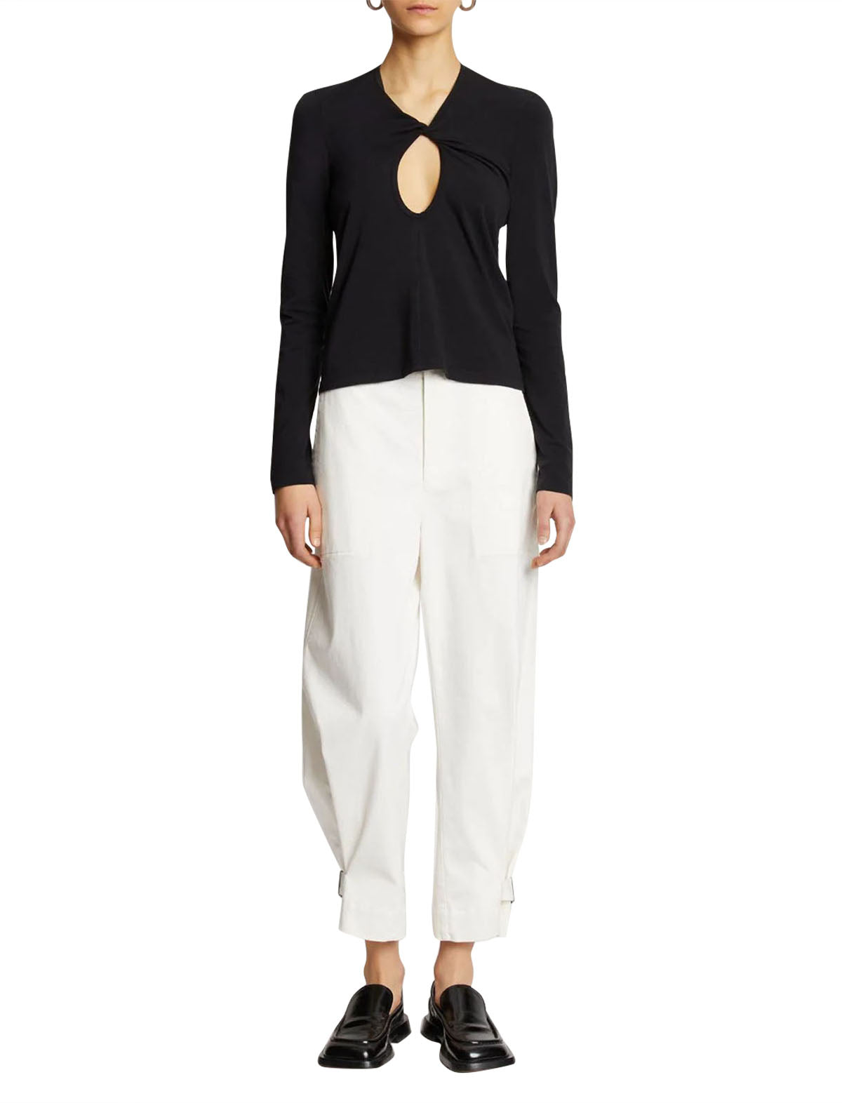 PROENZA SCHOULER WHITE LABEL Long Sleeve Keyhole Top In Black