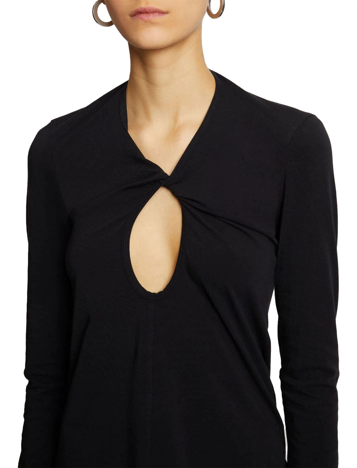 PROENZA SCHOULER WHITE LABEL Long Sleeve Keyhole Top In Black | CLOSET  Singapore