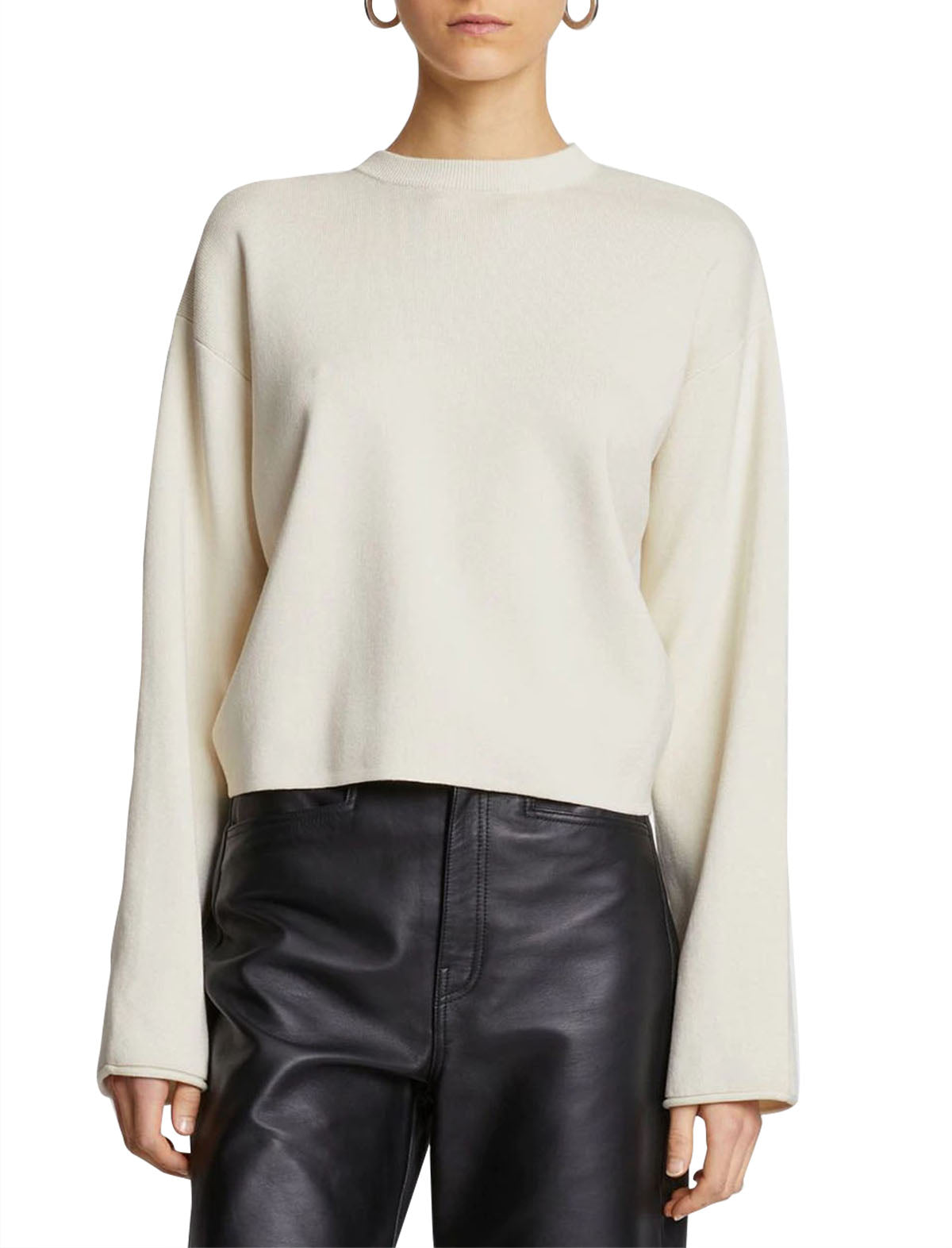 PROENZA SCHOULER WHITE LABEL Twist Front Long Sleeve Sweater In Cream