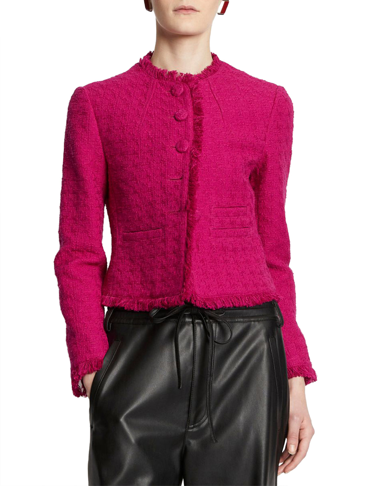 PROENZA SCHOULER WHITE LABEL Cropped Tweed Jacket in Pink