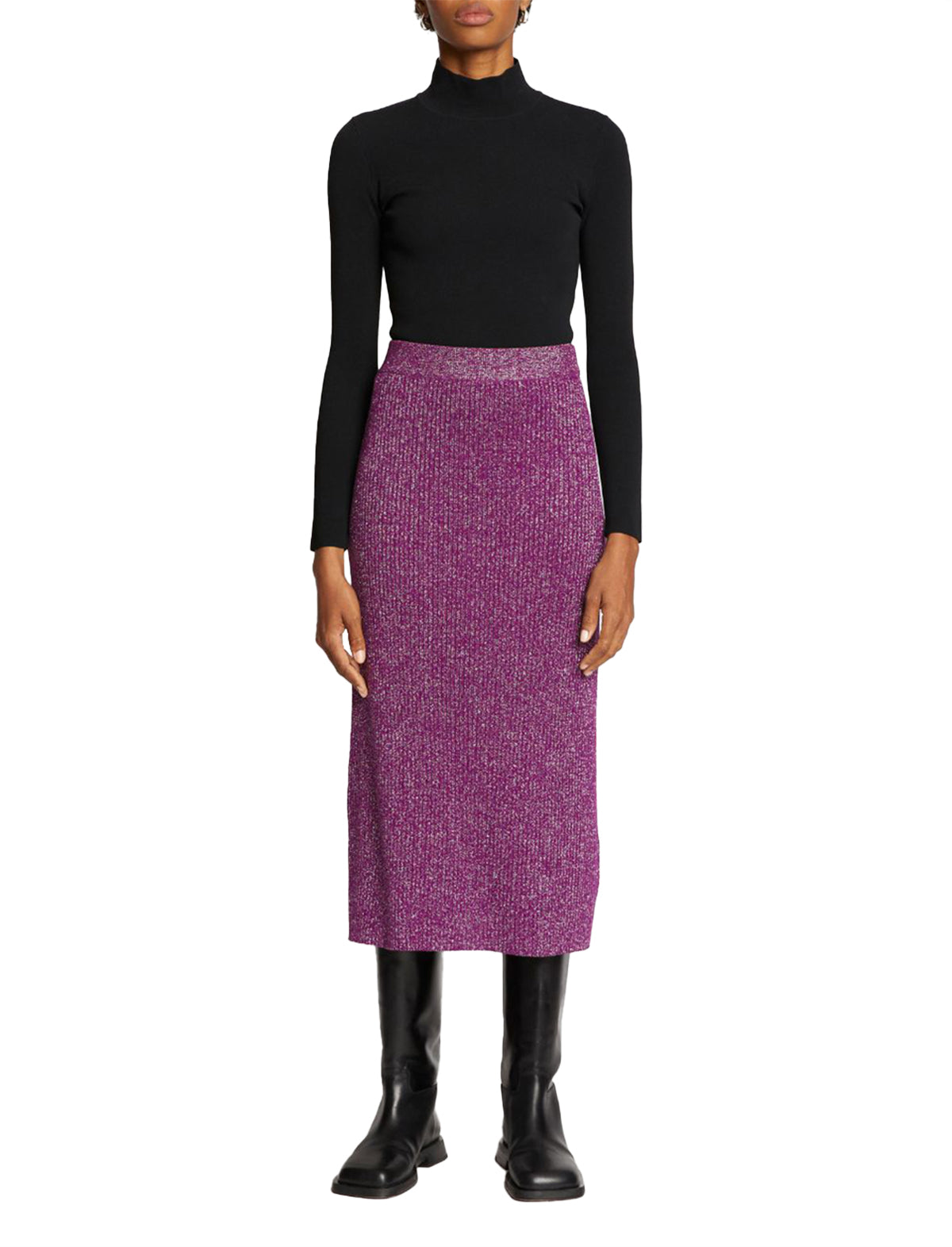 PROENZA SCHOULER WHITE LABEL Lurex Maxi Skirt in Magenta/Silver