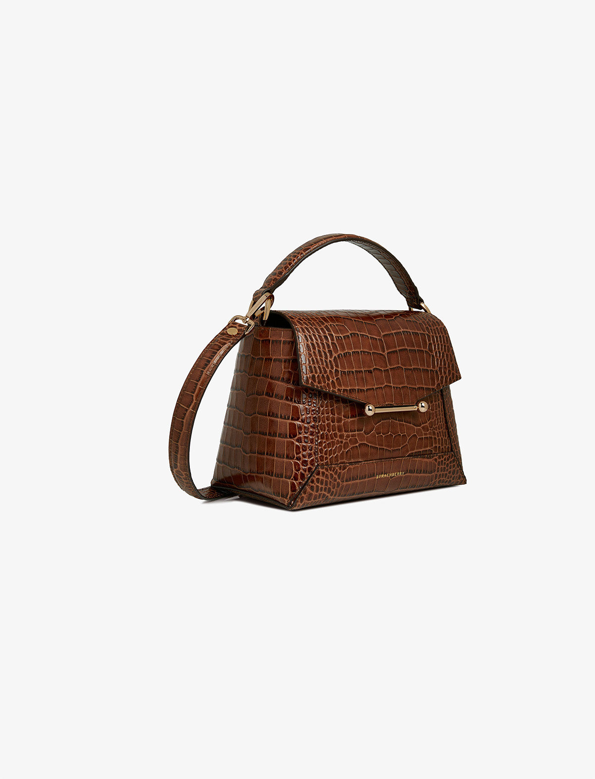 STRATHBERRY Mosaic Bag in Embossed Croc Walnut