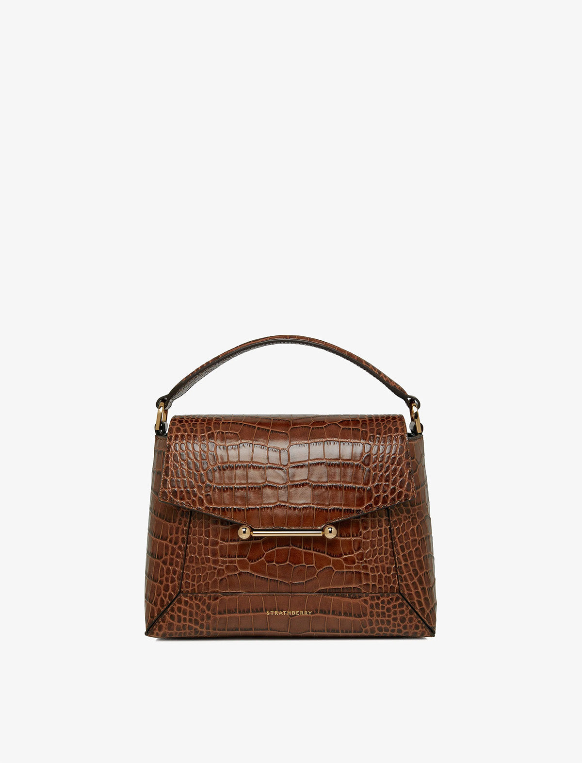 STRATHBERRY Mosaic Bag in Embossed Croc Walnut