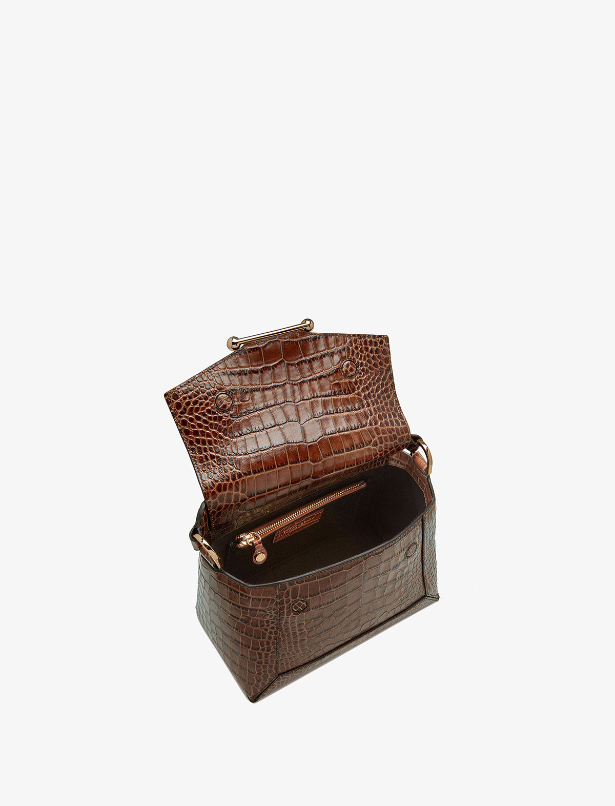 STRATHBERRY Mosaic Bag in Embossed Croc Walnut