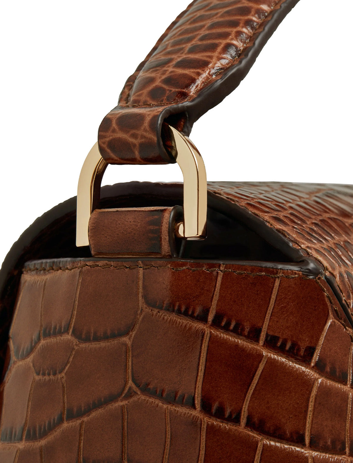 STRATHBERRY Mosaic Bag in Embossed Croc Walnut