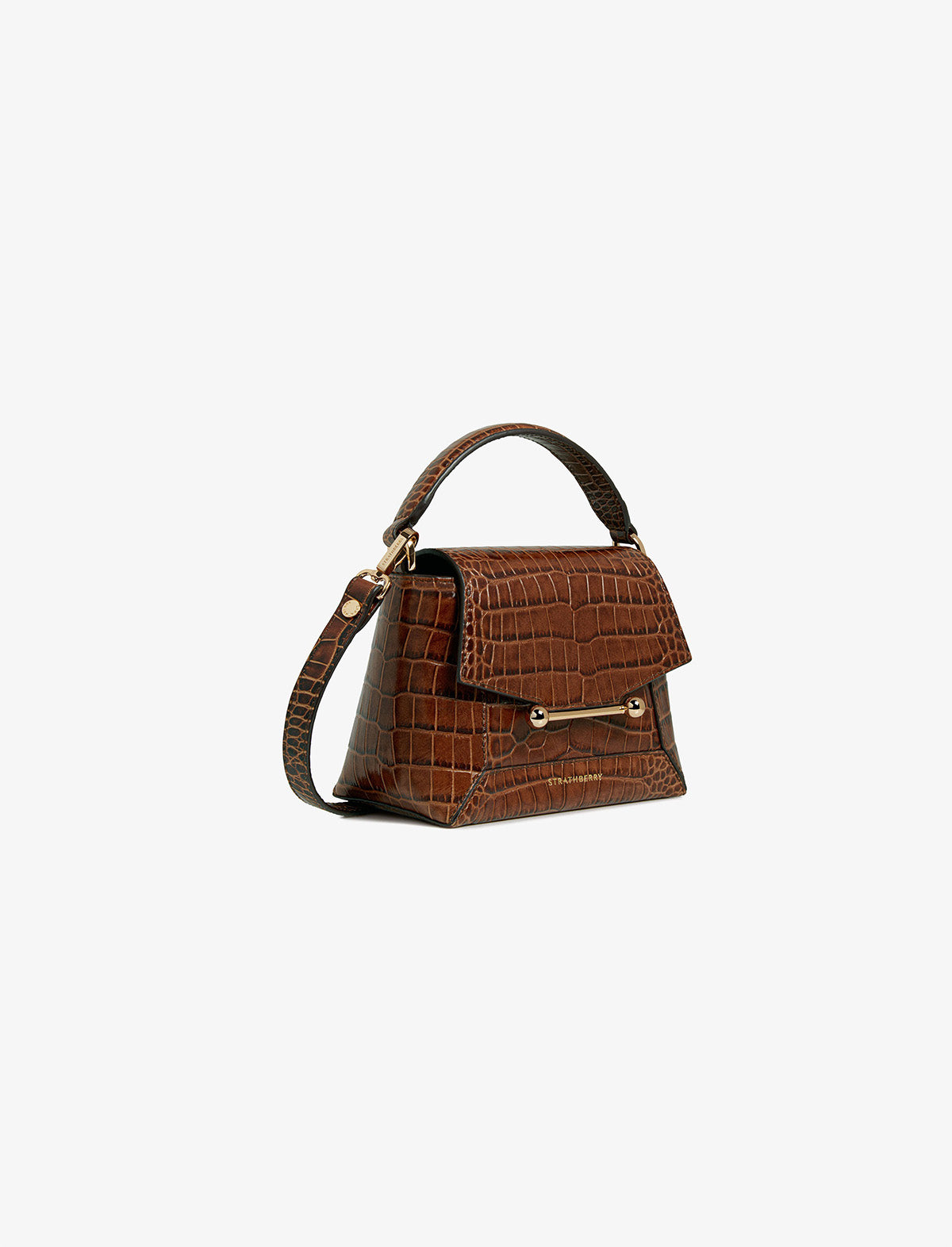 STRATHBERRY Mosaic Nano Bag in Embossed Croc Walnut